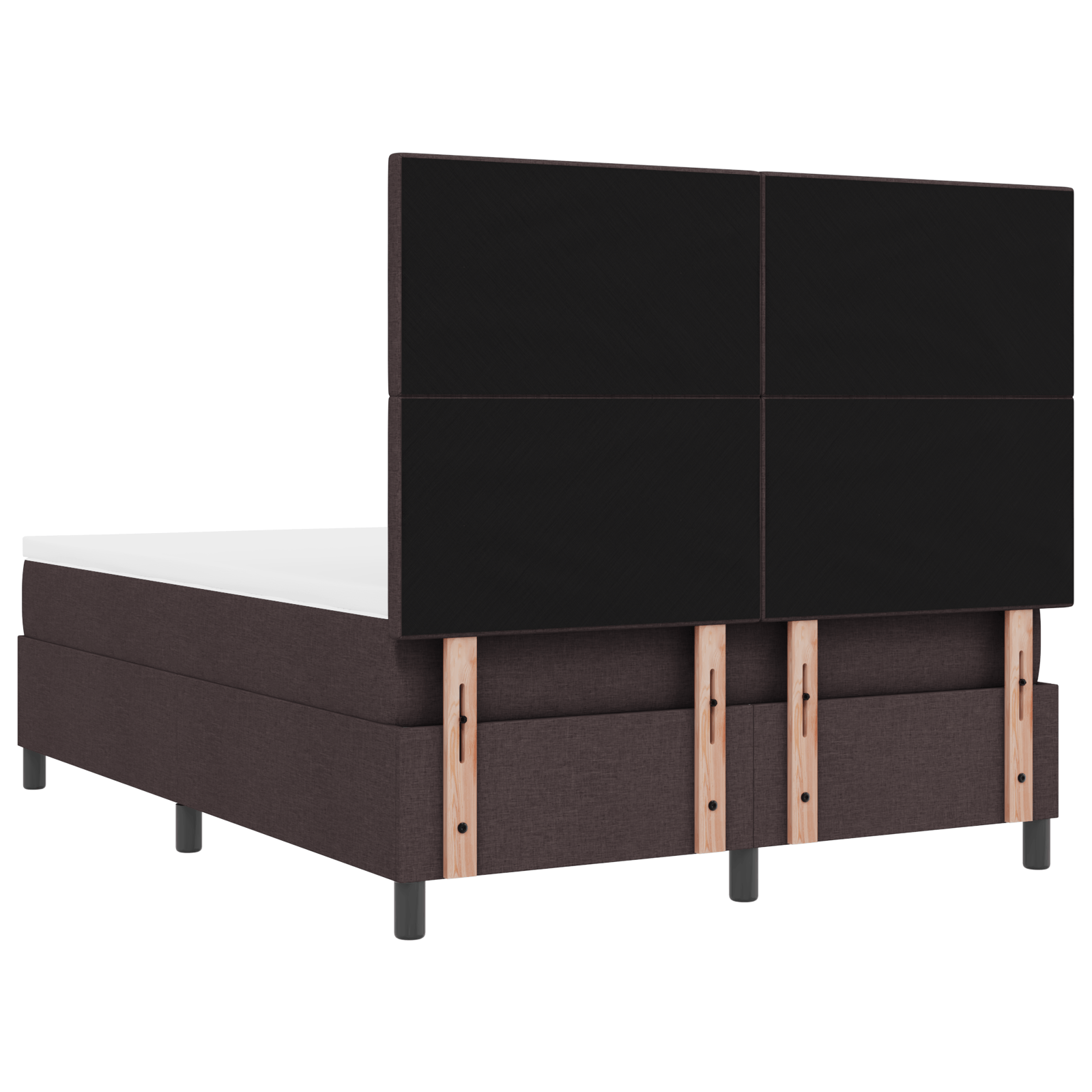 Somiera cu saltea maro inchis 140x190 cm din material — imaginea 10