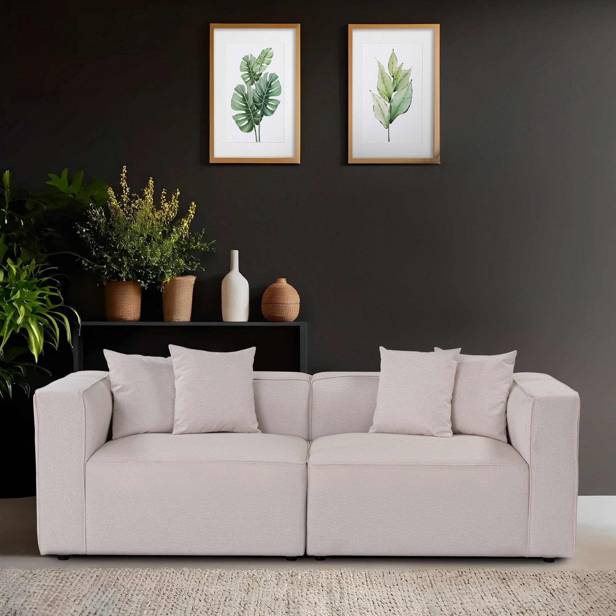 Canapea 2 locuri, Atelier Del Sofa, tesatura texturata, ecru, 220x90x69 cm — imaginea 2