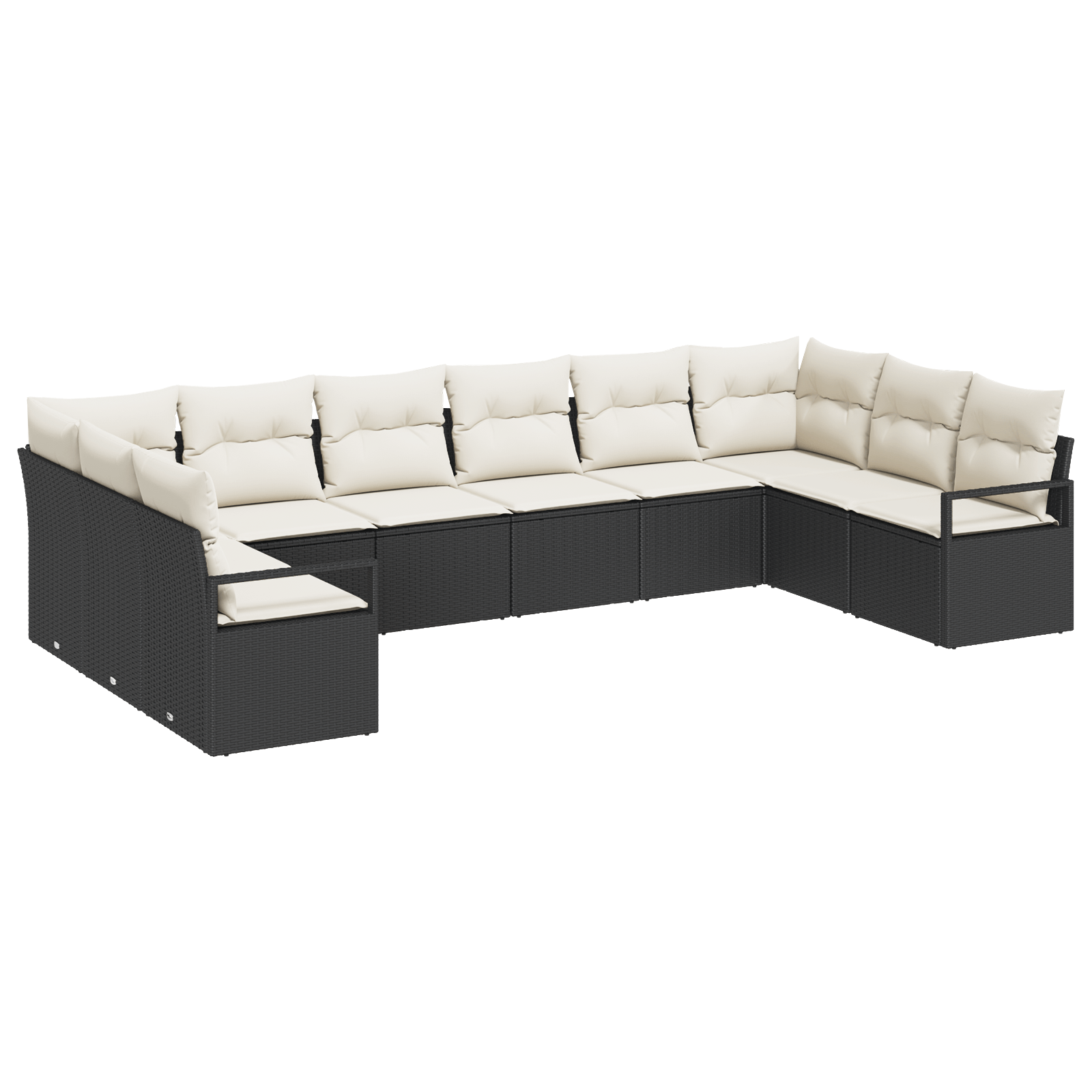 Set Canapea cu 10 Piese cu Perne Negru Ratan Polimer — imaginea 2