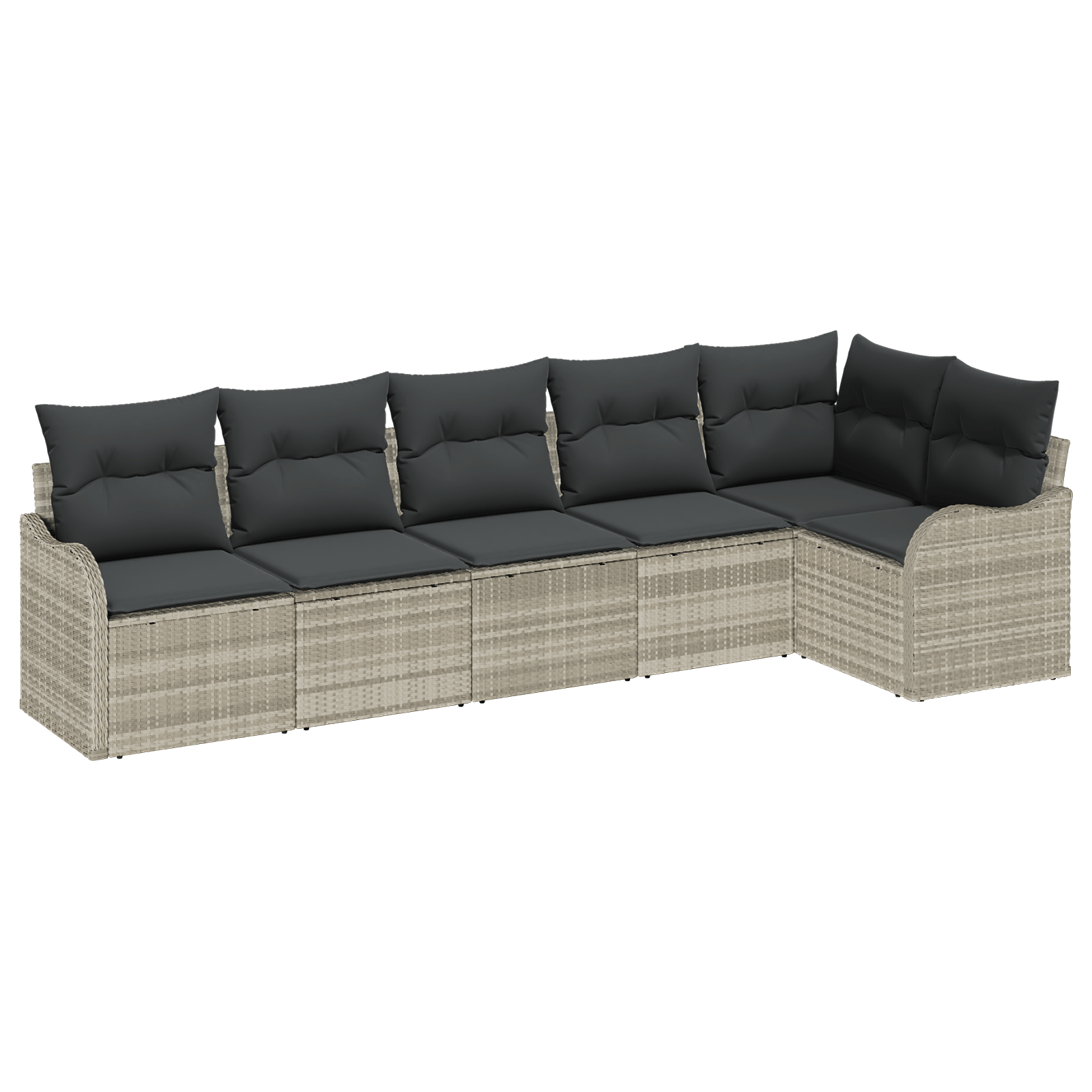 Set canapea 6 piese cu perne gri deschis ratan poli — imaginea 2