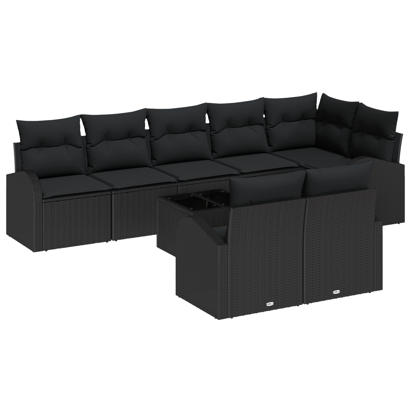 Set Canapele 9 Piese cu Perne Bej Ratan Poli — imaginea 2