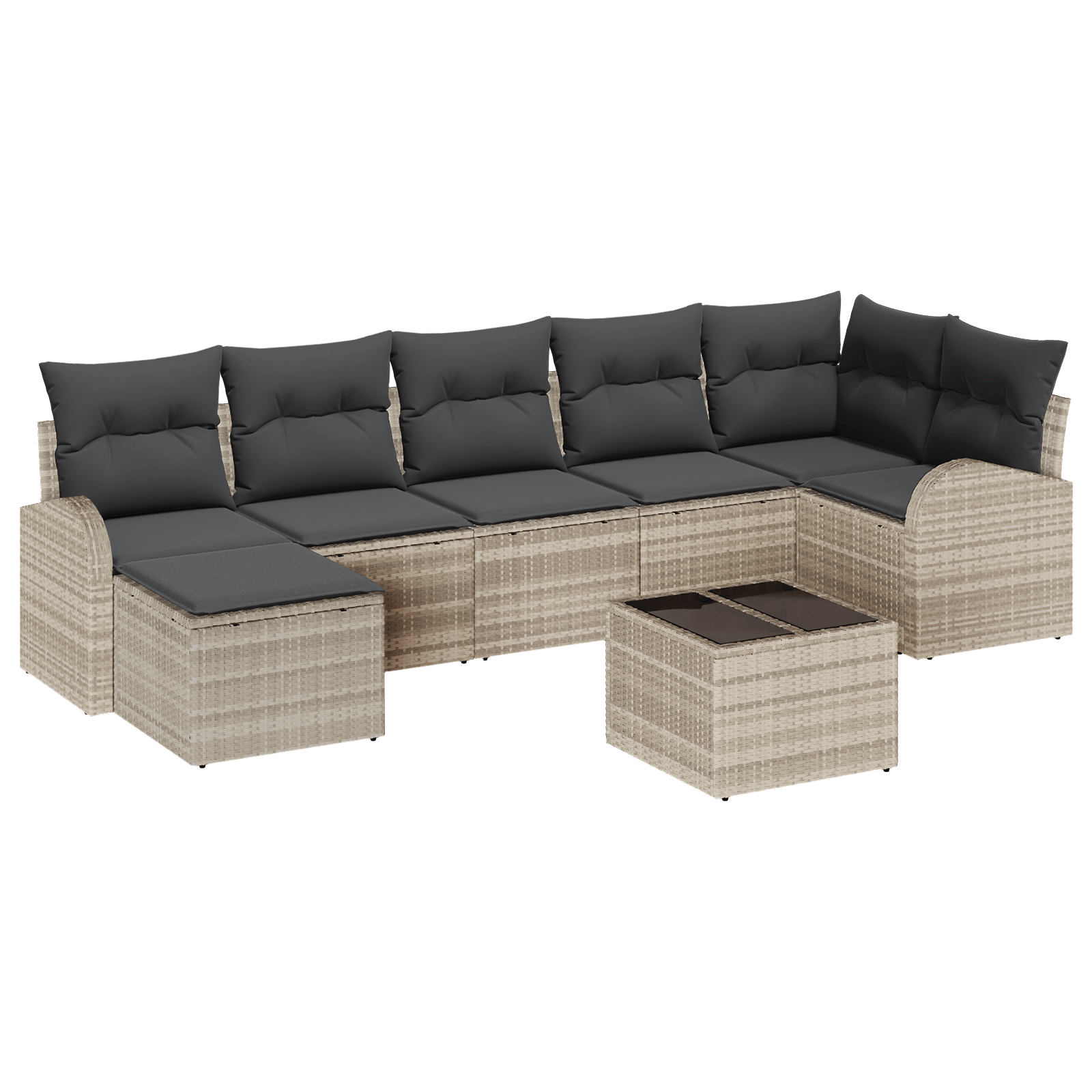 Set de canapea cu 8 piese si perne gri din ratan sintetic — imaginea 2