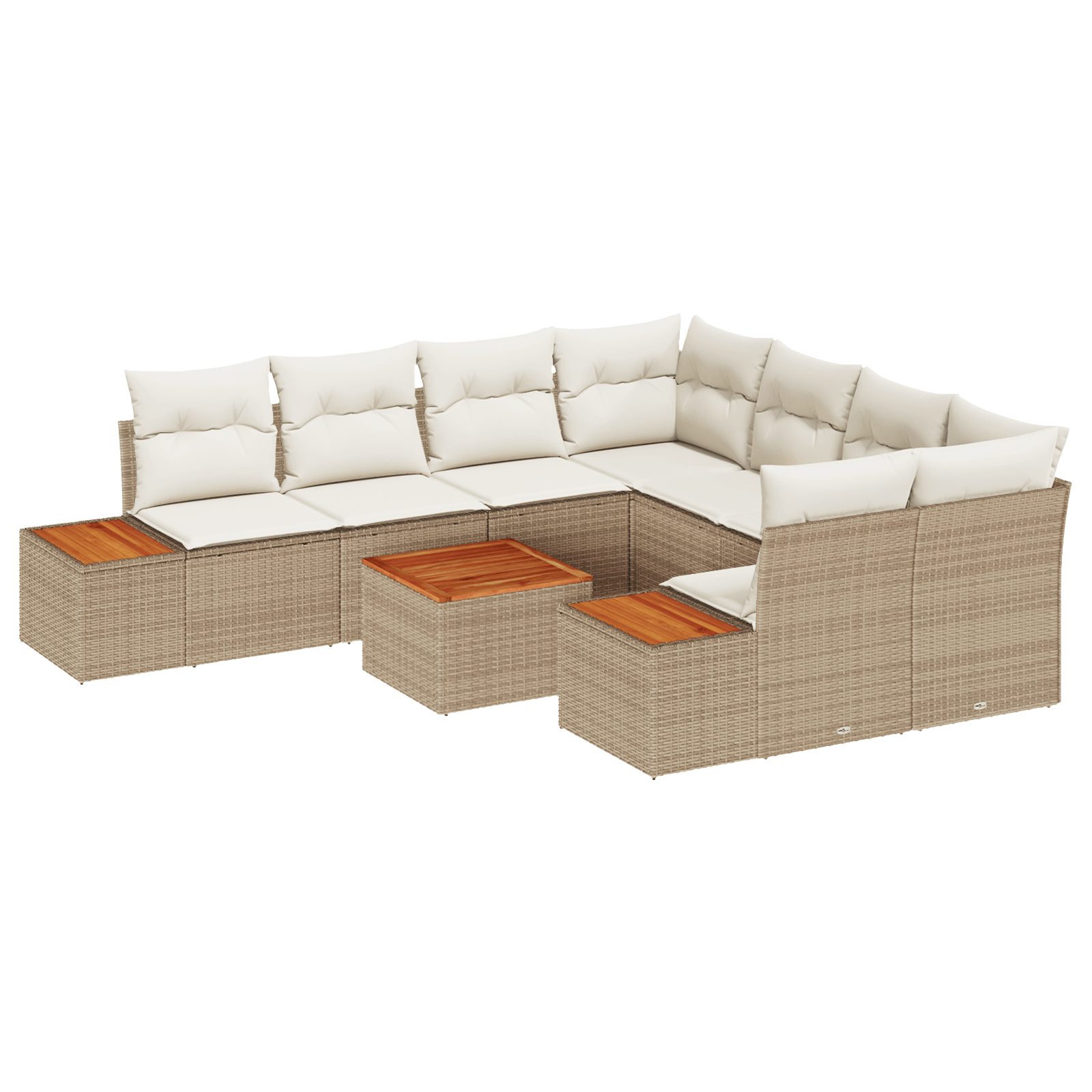 Set de Canapeaua cu 9 Piese cu Perne Bej Ratan Acacia — imaginea 2