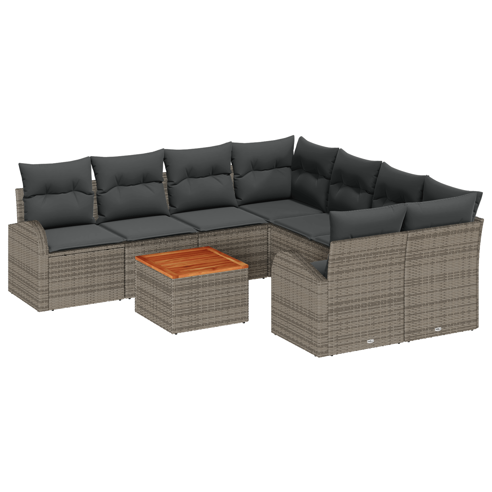 Set de canapele cu 9 piese si perne gri din rattan si acacia — imaginea 2