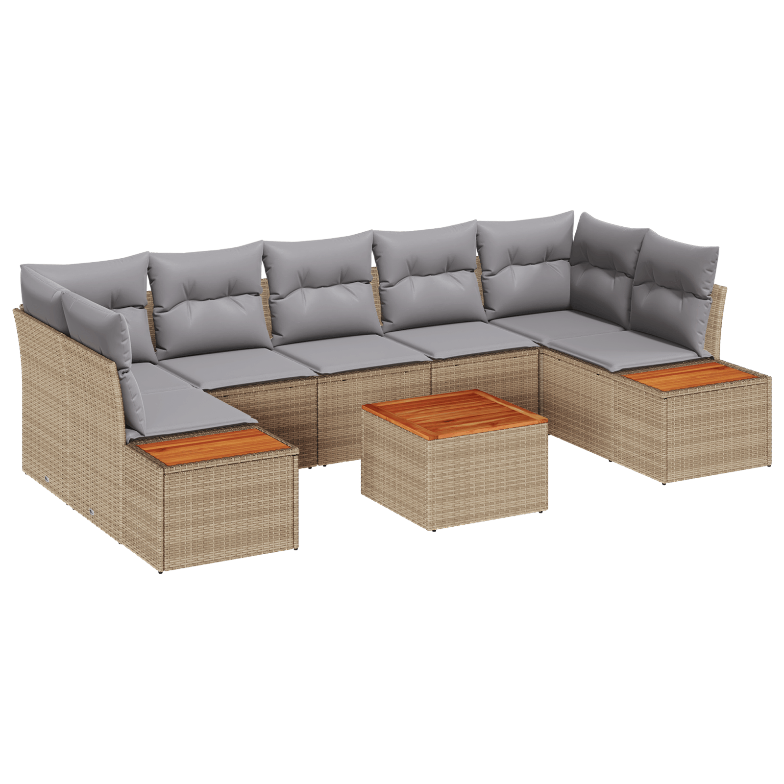 Set Canapea 8 Piese cu Perne Bej Poliratan Acacia — imaginea 2