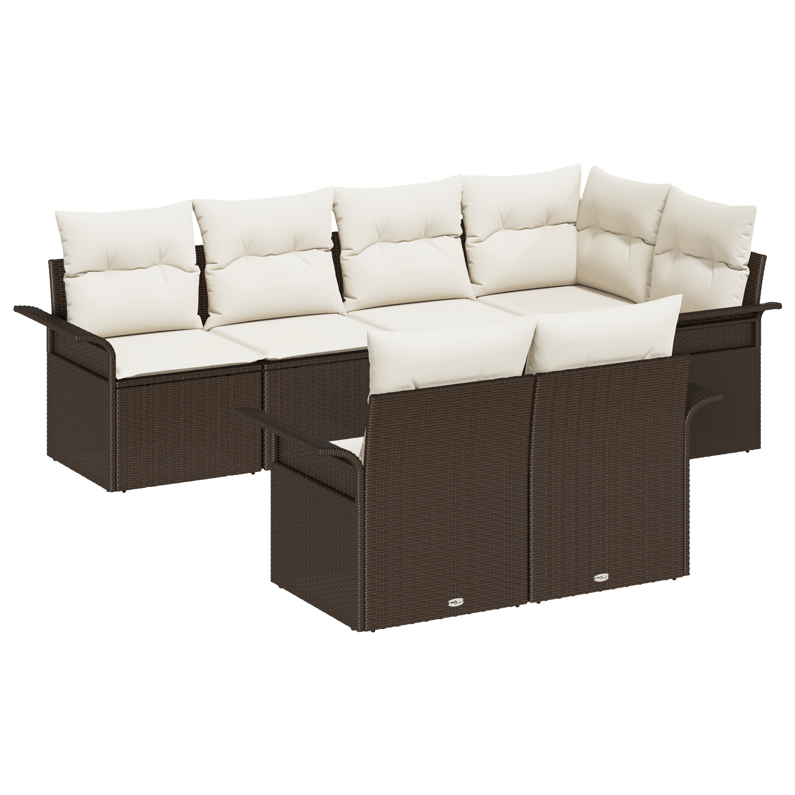 Set de canapele cu 7 piese si perne maro din ratan poli — imaginea 2