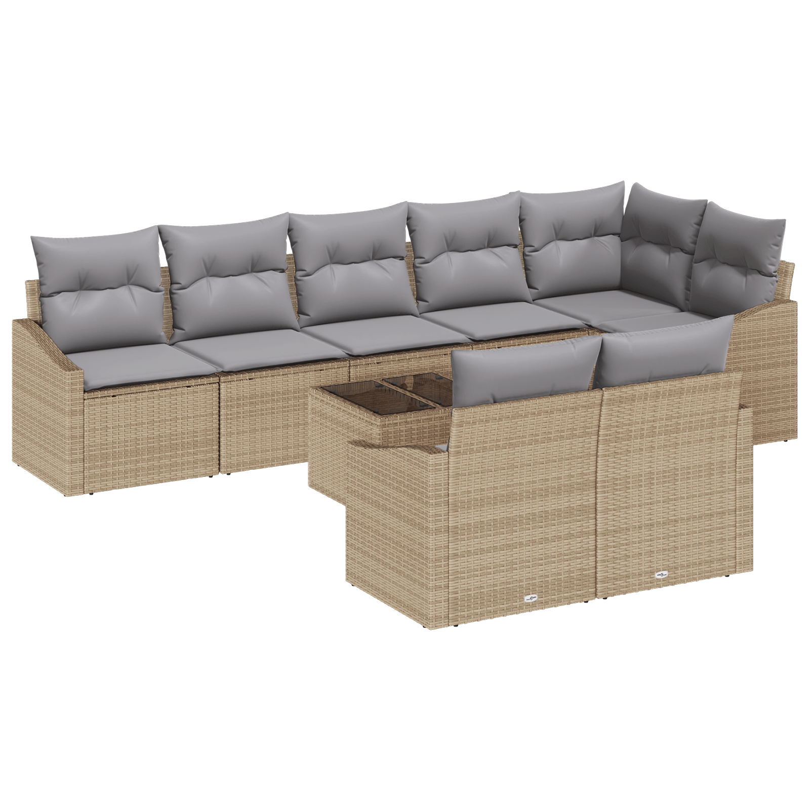 Set de Cina de 9 Piese cu Perne Ratan Negru — imaginea 2