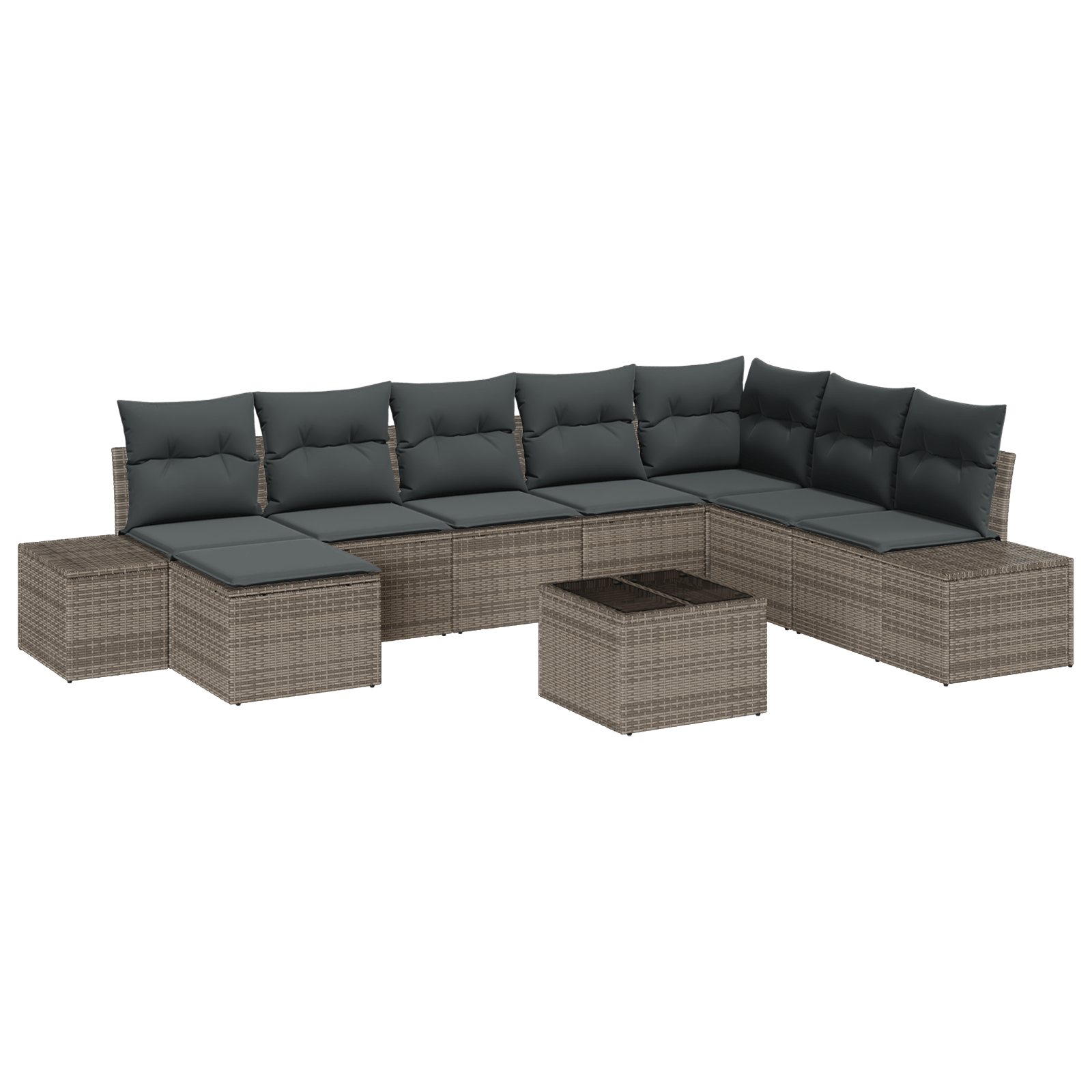 Set de Canapea de 8 Piese cu Pernute Ratan Poliratan Negru — imaginea 2