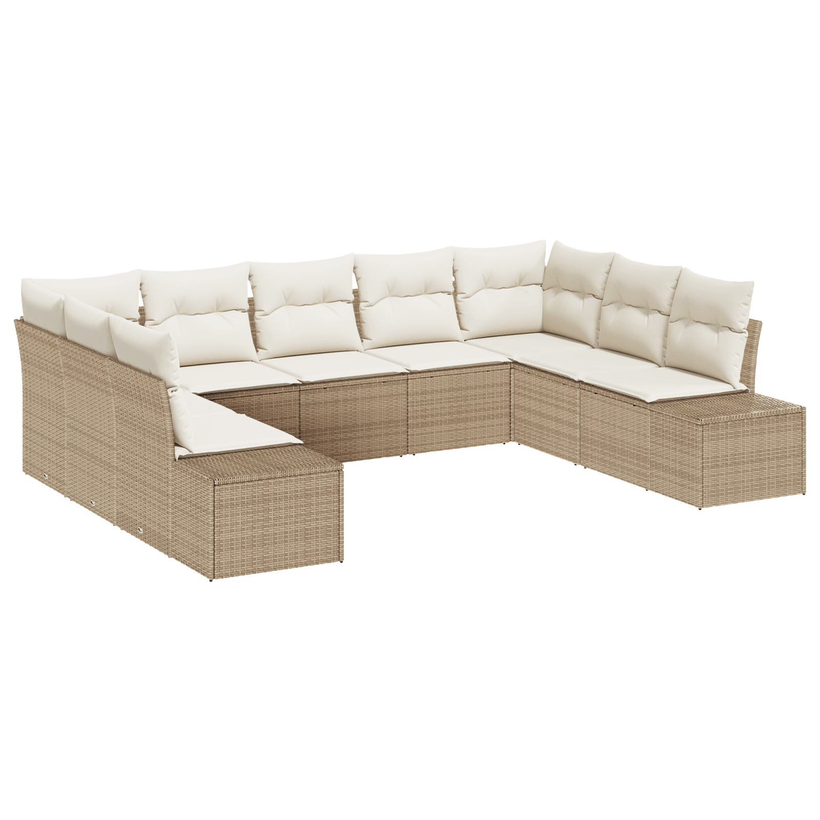 Set de canapea 9 Piese cu Perne Bej Ratan Polimer — imaginea 2