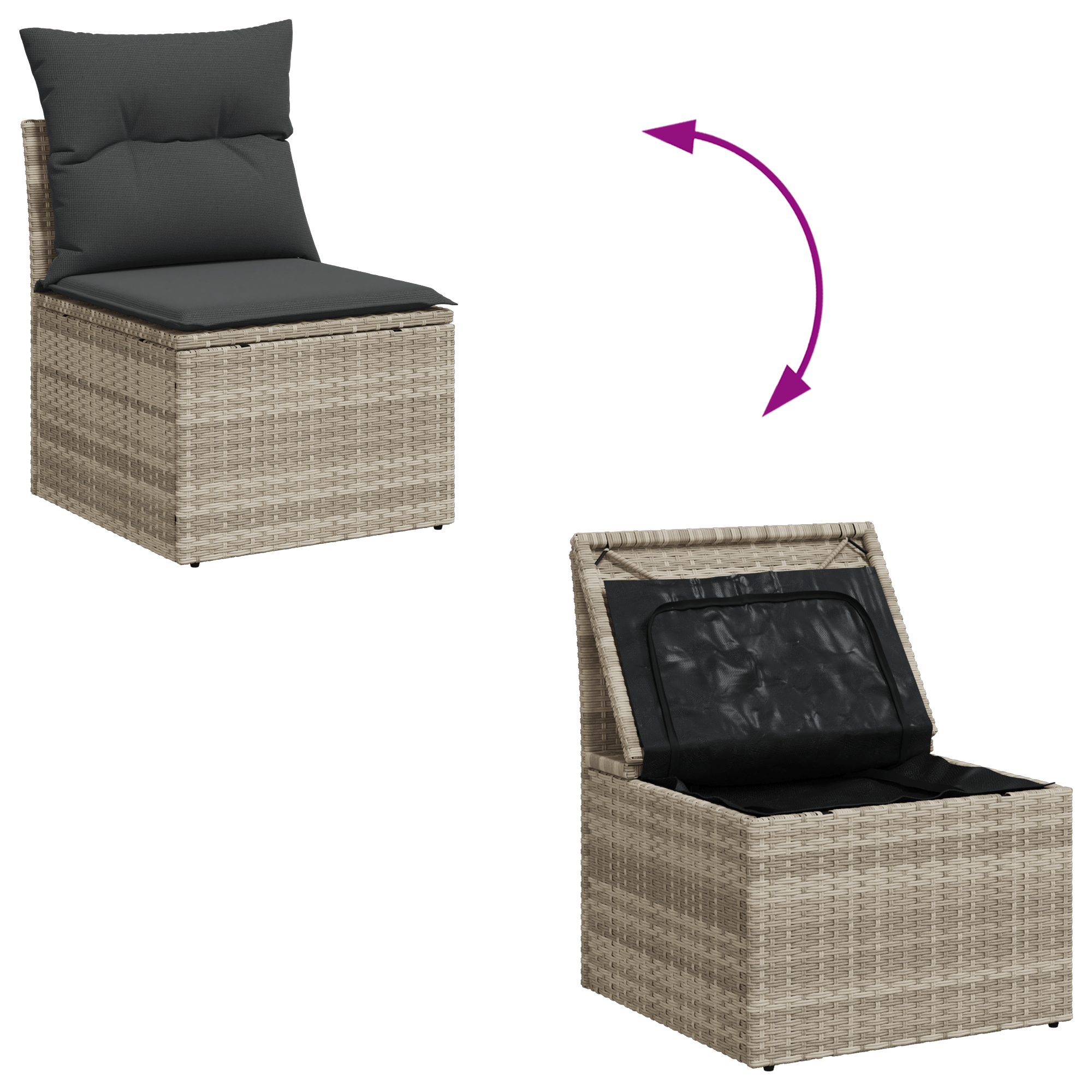 Set canapea exterior 7 piese cu perne gri deschis din ratan poli — imaginea 13
