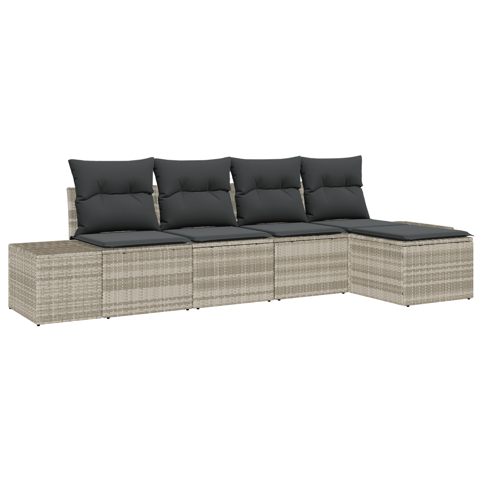 Set Canapea 5 Piese cu Perne Gri Deschis Poliratan — imaginea 2