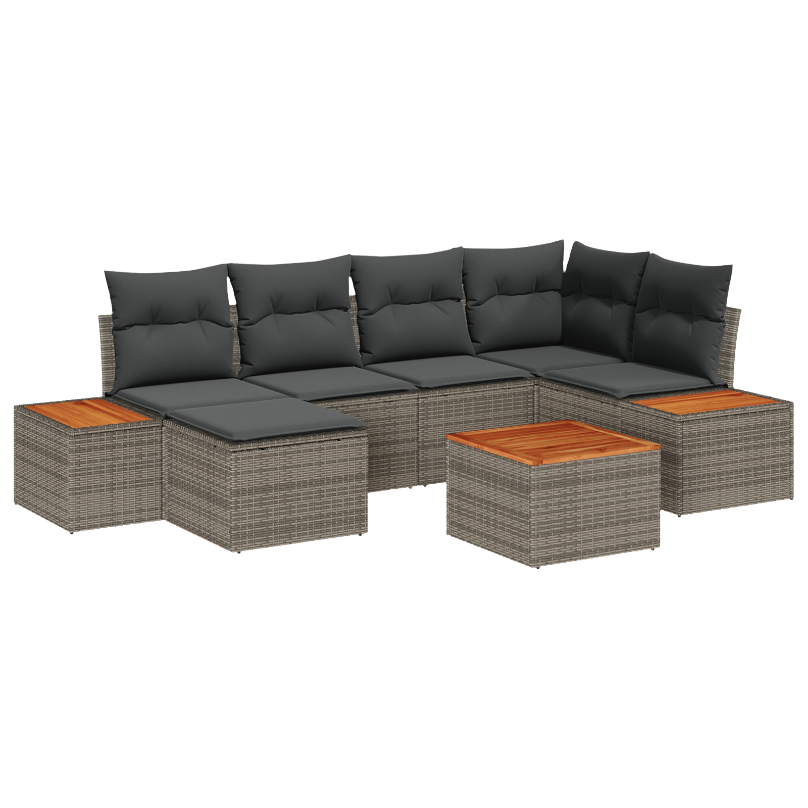 Set Canapea 7 Piese Perne Gri Poliratan Acacia — imaginea 2