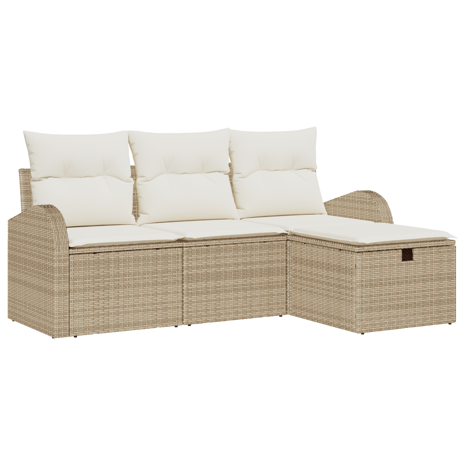 Set de Canapea cu 4 Piese Bej din Ratan cu Perne — imaginea 2