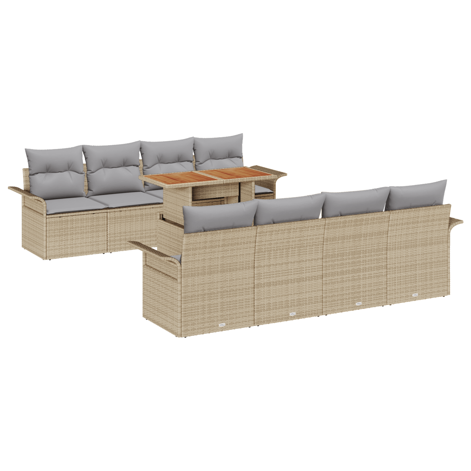 Set de canapele cu 9 piese bej din ratan poliuretanic — imaginea 2