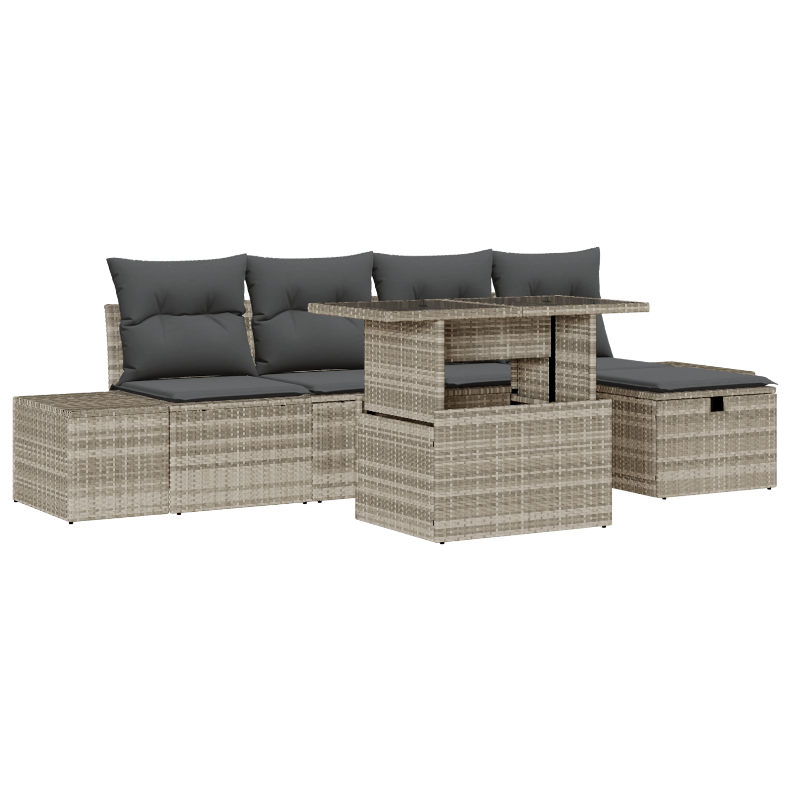 Set canapele 6 piese cu perne gri deschis ratan polimeric — imaginea 2