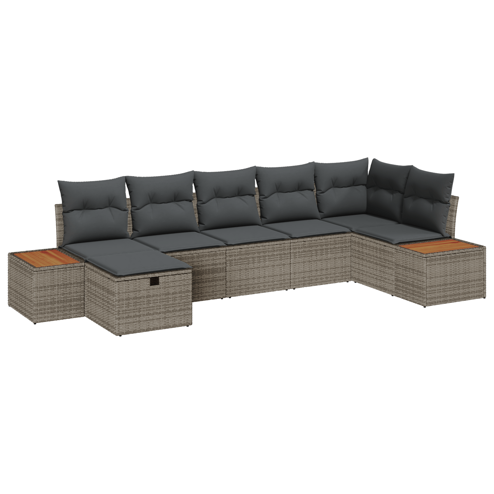 Set de canape cu 7 piese cu perne gri din poliratan — imaginea 2