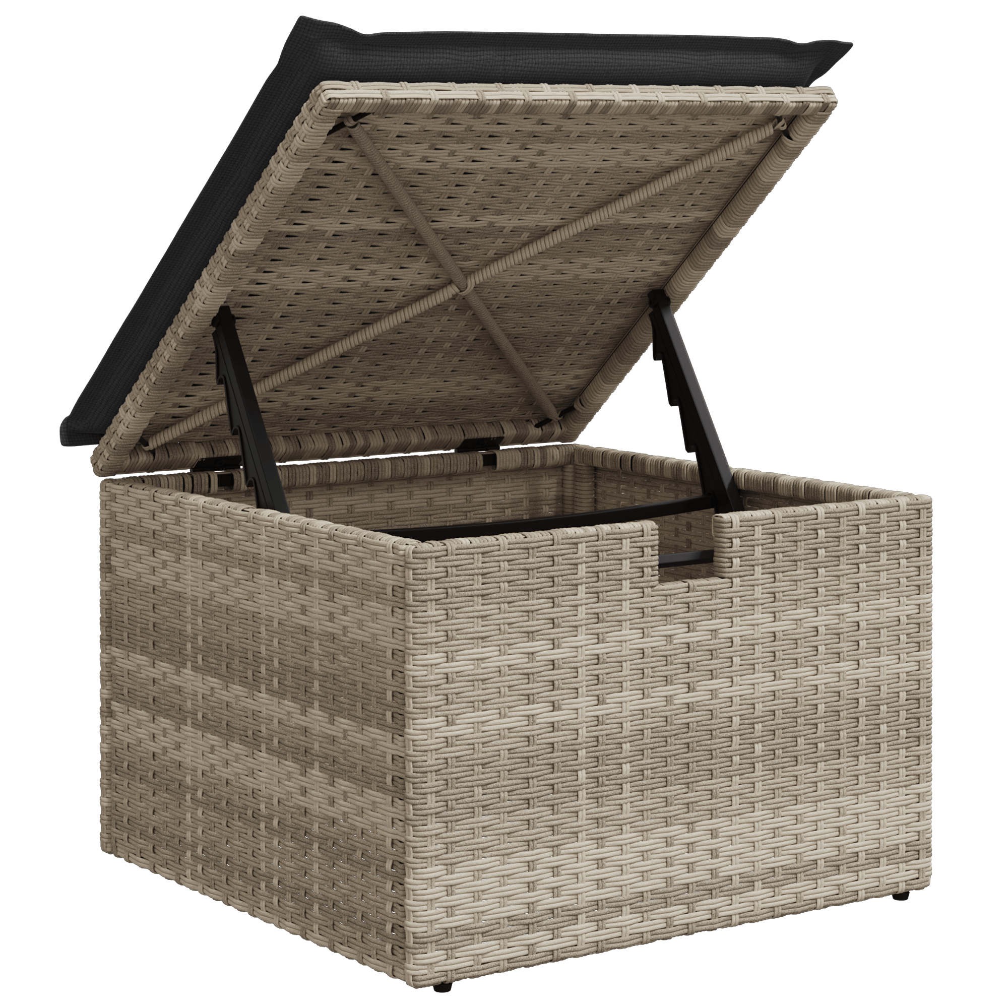 Set canapea 6 piese cu perne ratan poliester gri deschis — imaginea 9