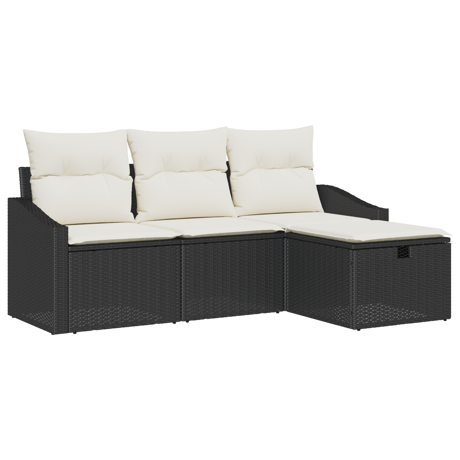 Set de canapea cu 4 piese si perne negre din ratan sintetic — imaginea 2