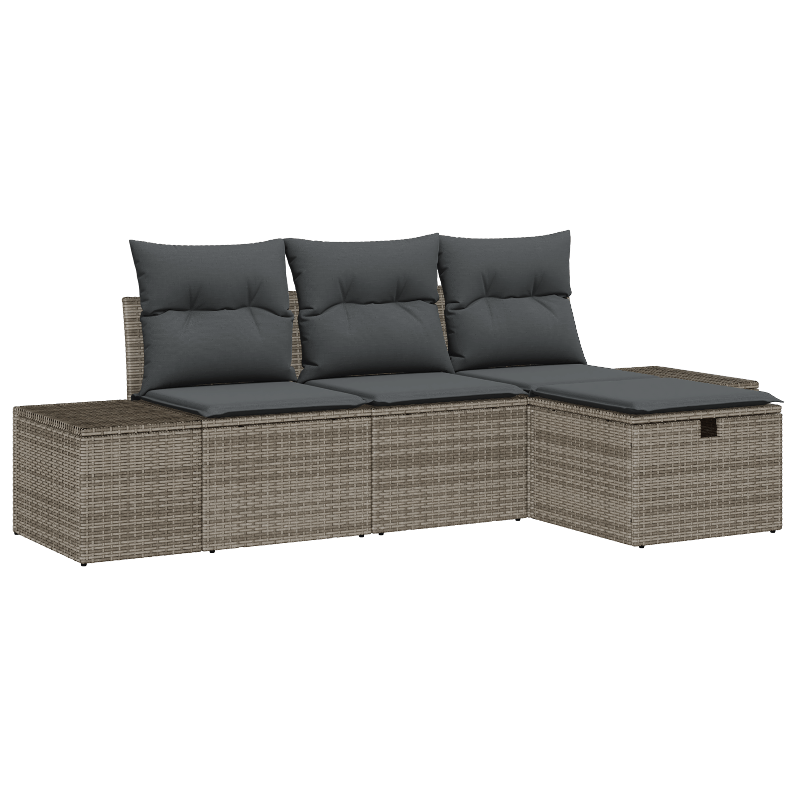Set de canape din 4 piese cu perne gri din ratan poli — imaginea 2