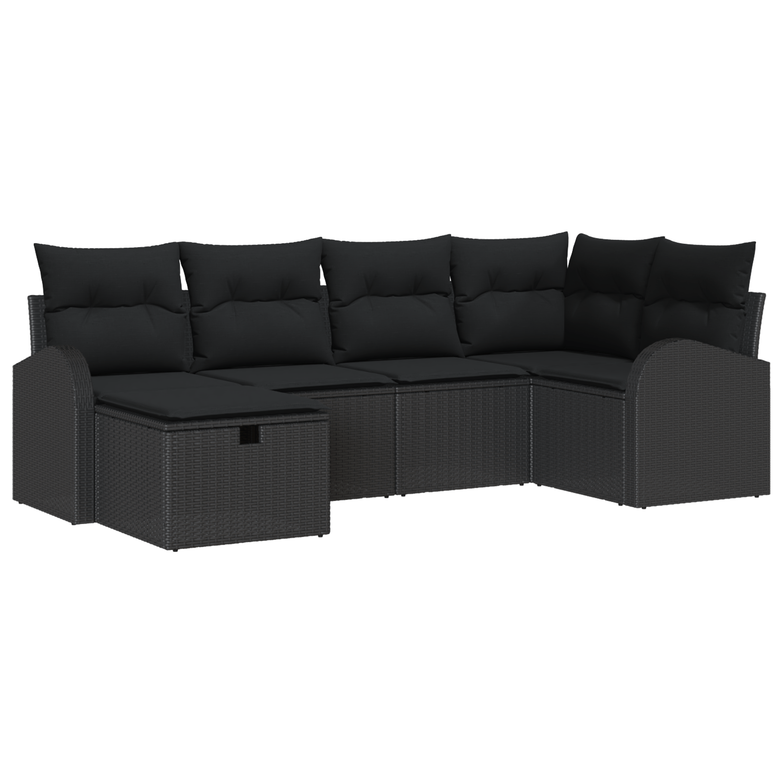 Set canapea 6 piese cu perne din ratan poli negru — imaginea 2
