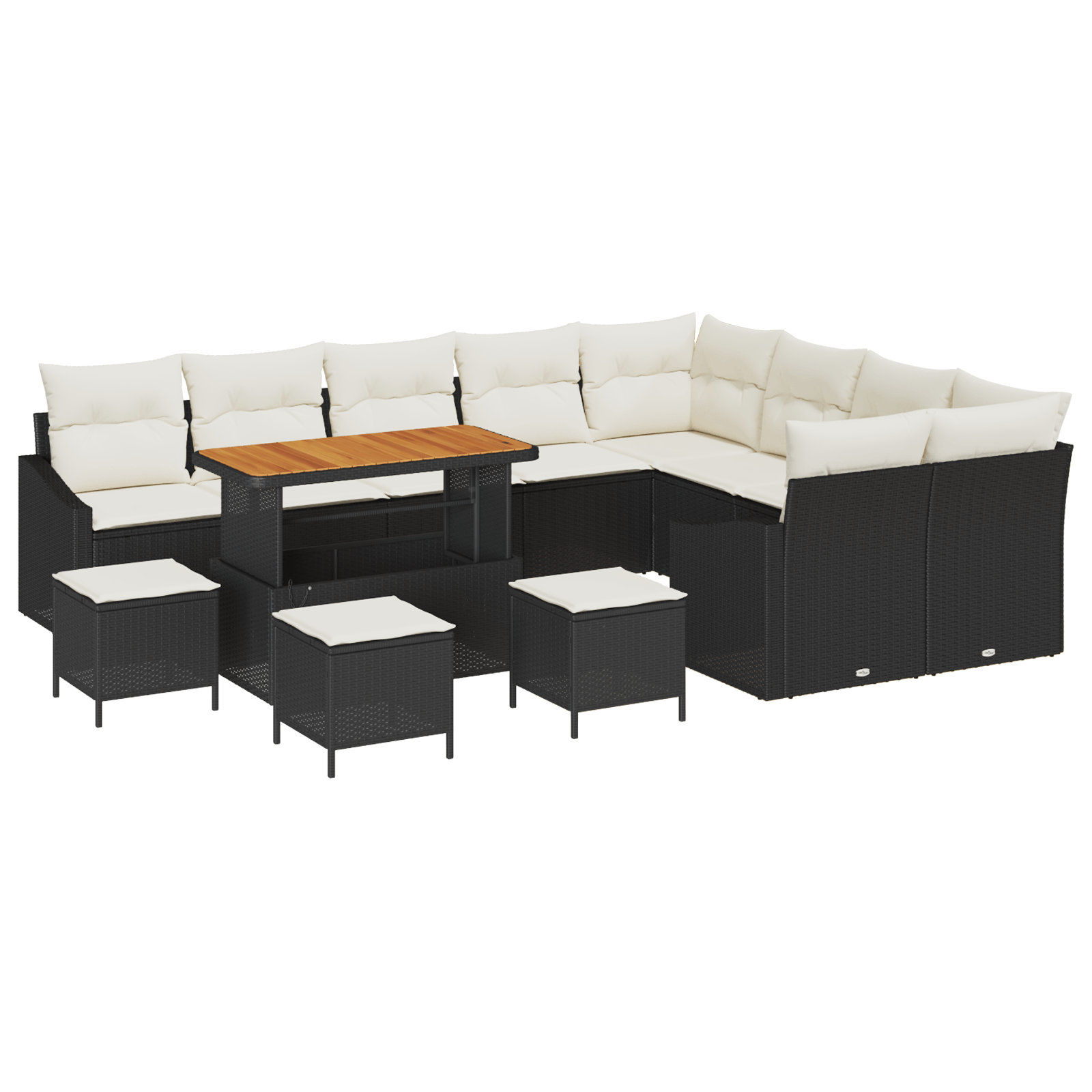 Set de canape cu 13 piese si perne negre din ratan sintetic — imaginea 2
