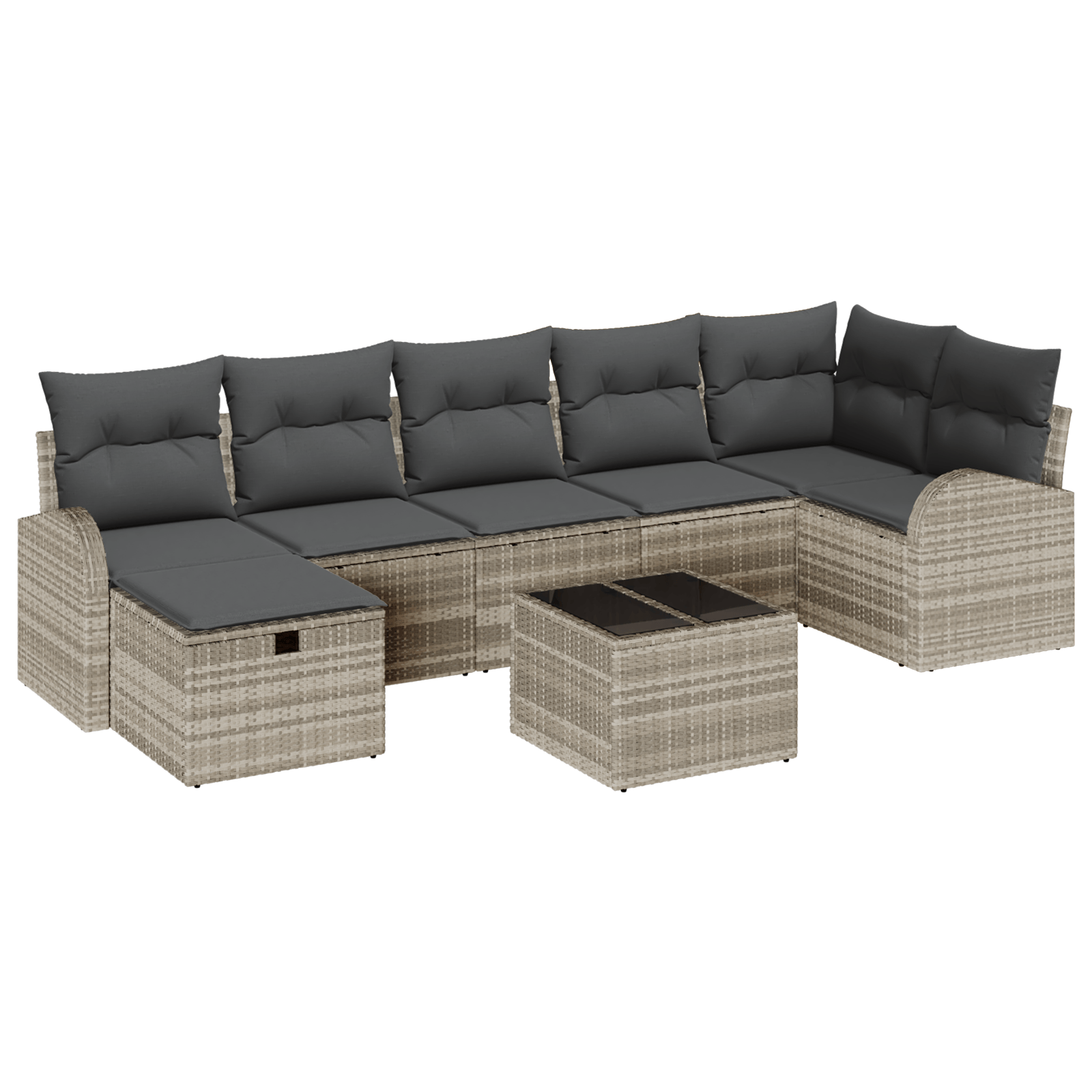 Set canapea 8 piese cu perne gri deschis din ratan sintetic — imaginea 2