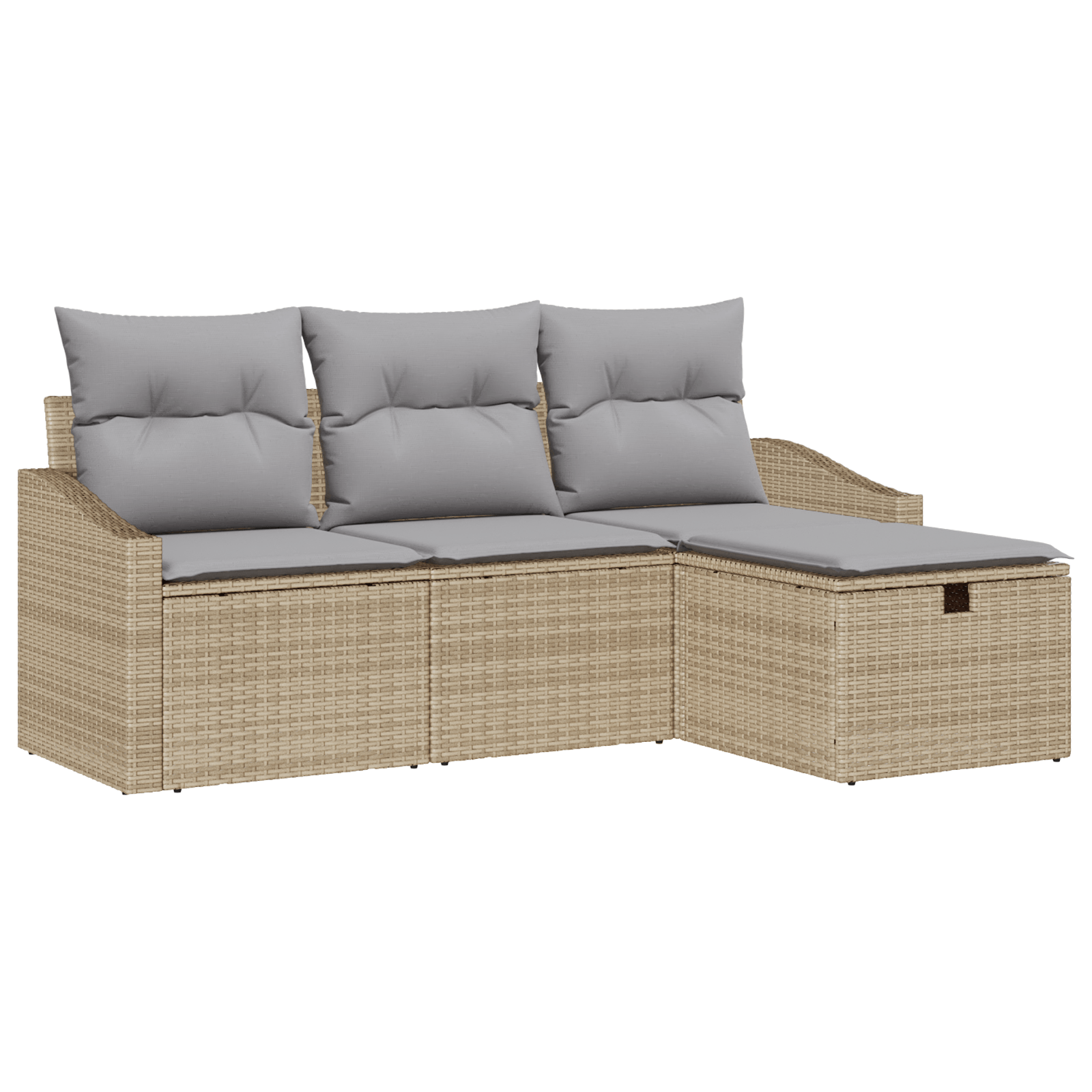 Set canapea 4 piese cu perne Bej Ratan Poli — imaginea 2