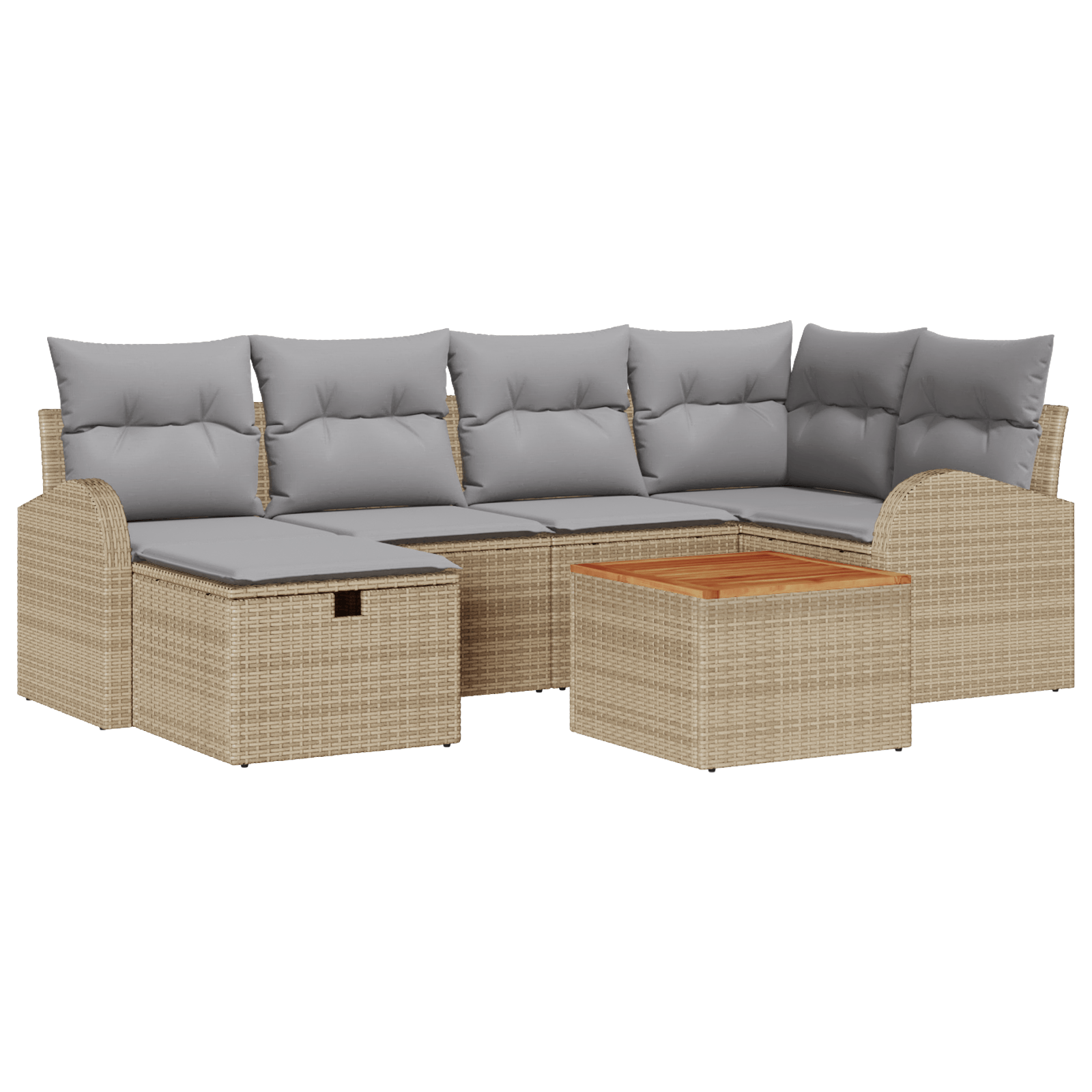 Set de canapea 7 piese cu perne Bej ratan poli — imaginea 2
