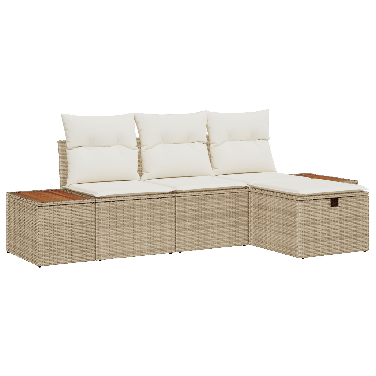 Set de canapea VIDA XL 4 piese cu huse detasabile Bej Ratan poliester — imaginea 2
