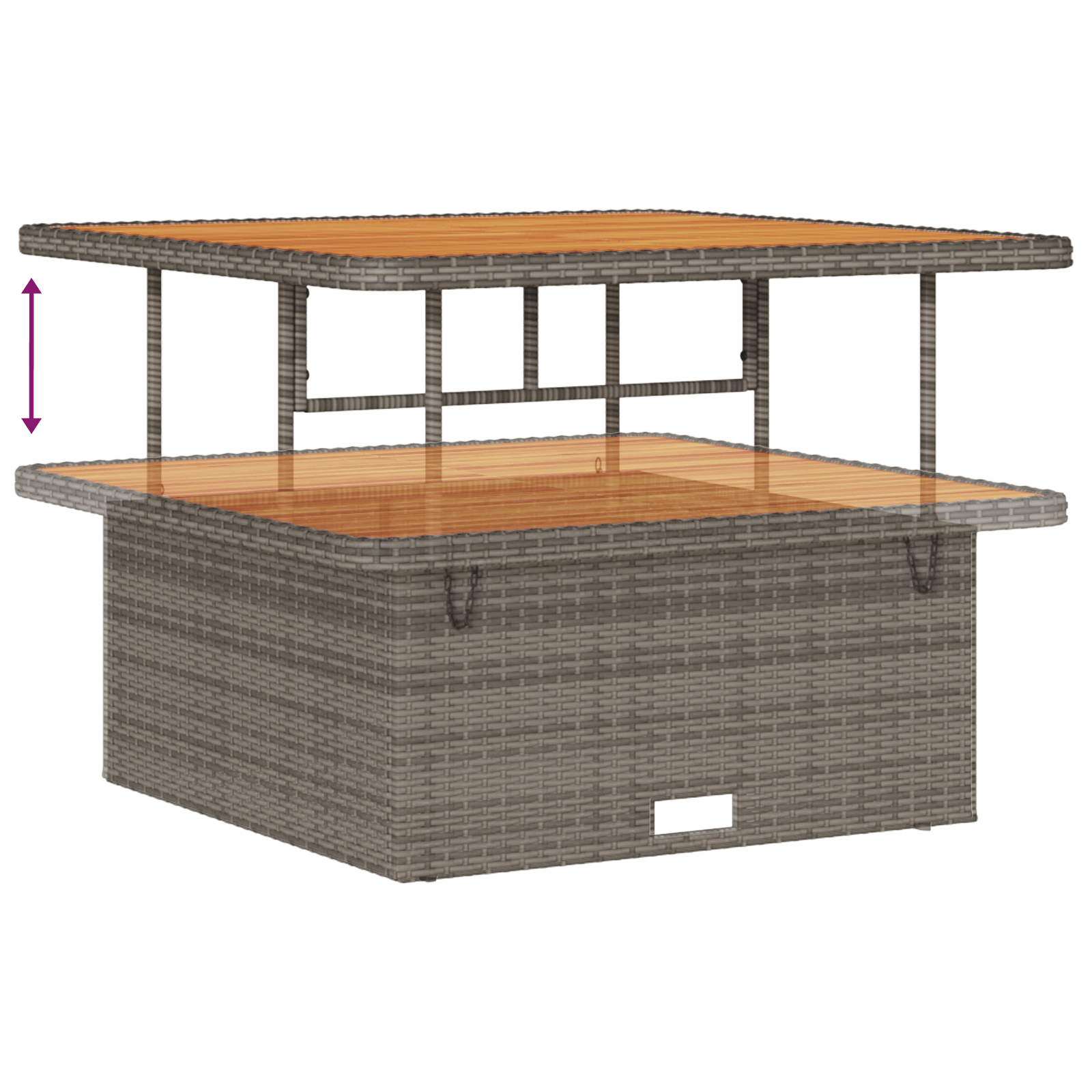 Set Sofa 9 Piese Gri Ratan Poliester Acacia cu Perne — imaginea 7
