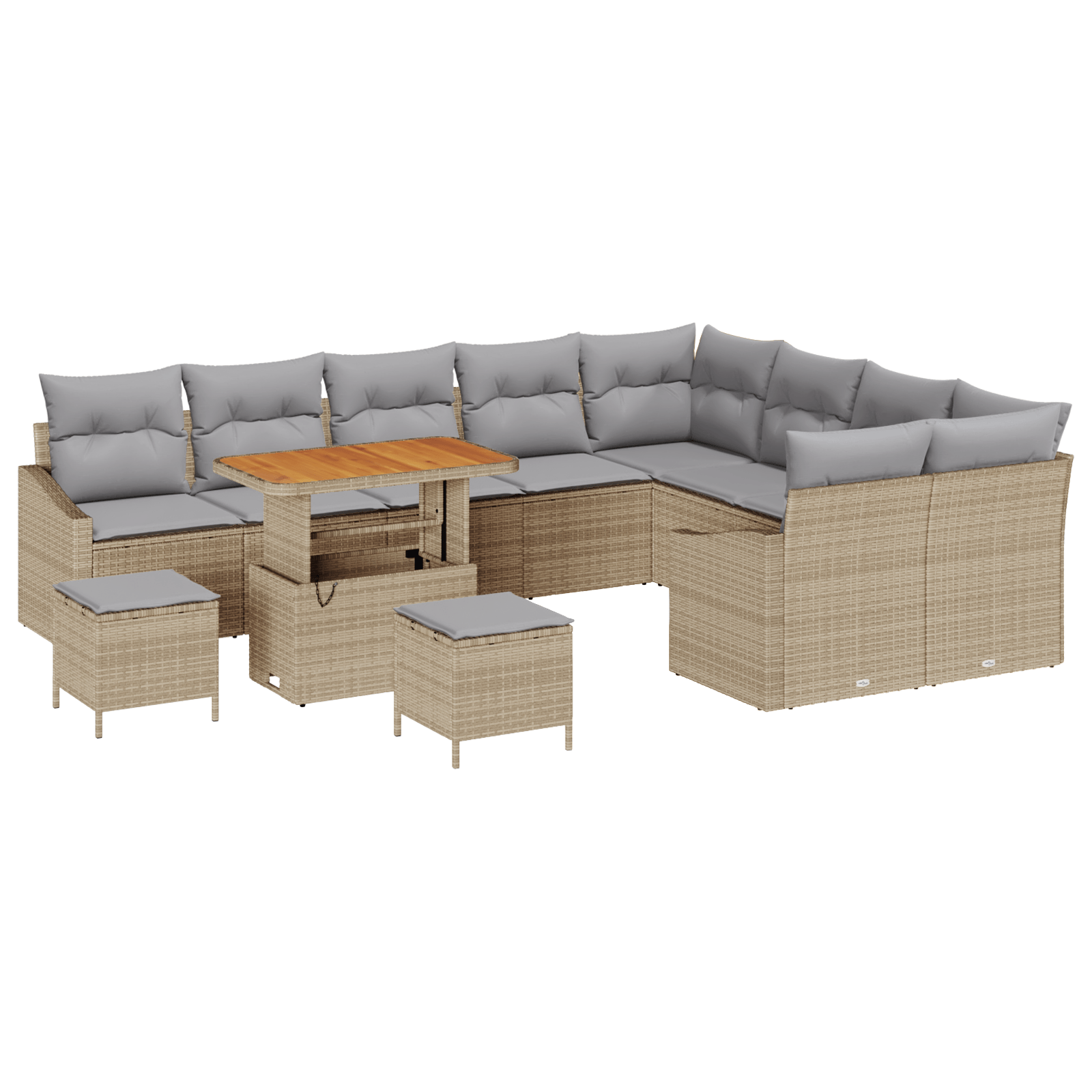 Set de canapea cu 12 piese, Bej, Ratan poli, Acacia — imaginea 2