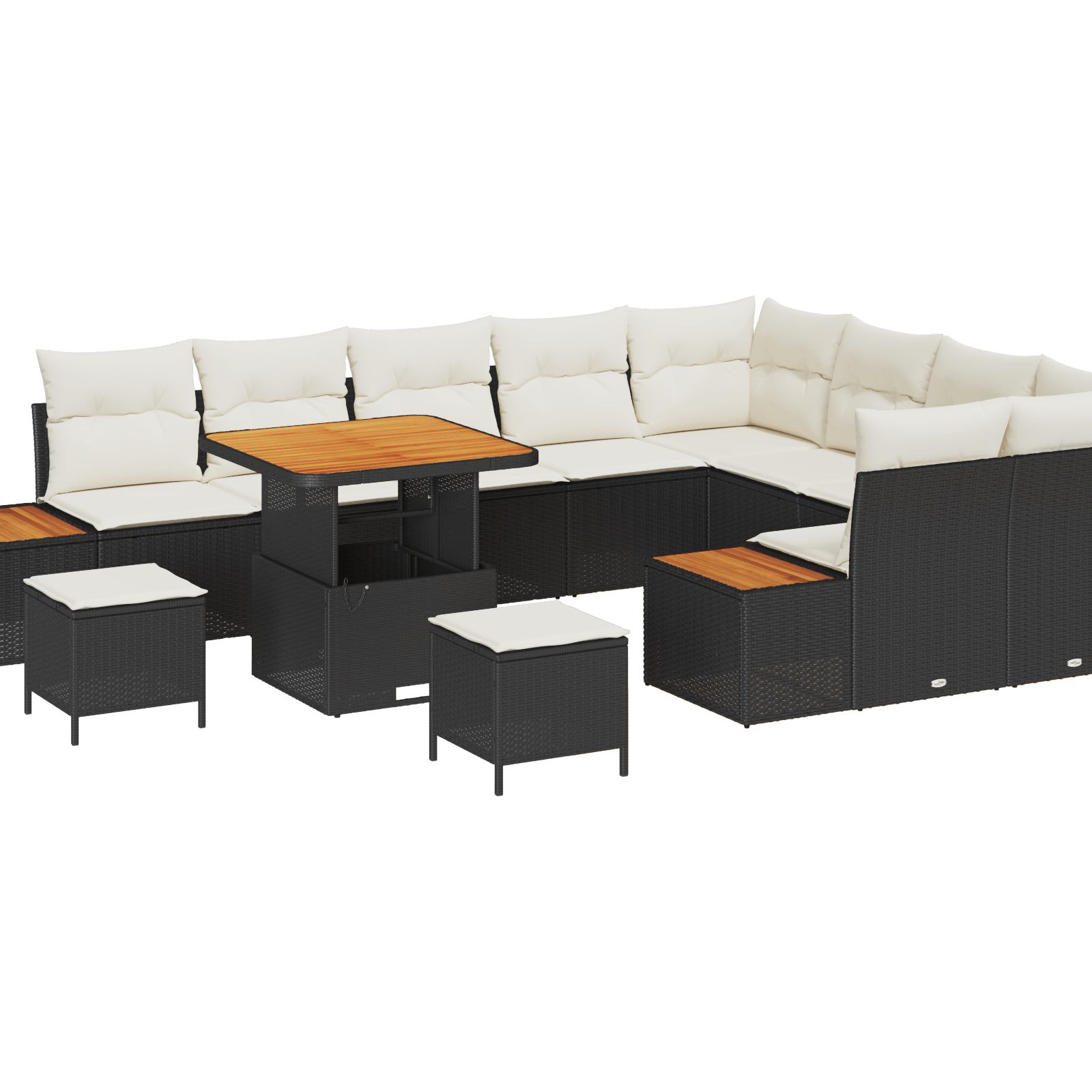 Set de Canapea Modular cu 12 Piese cu Perne din Poliratan Negru — imaginea 2