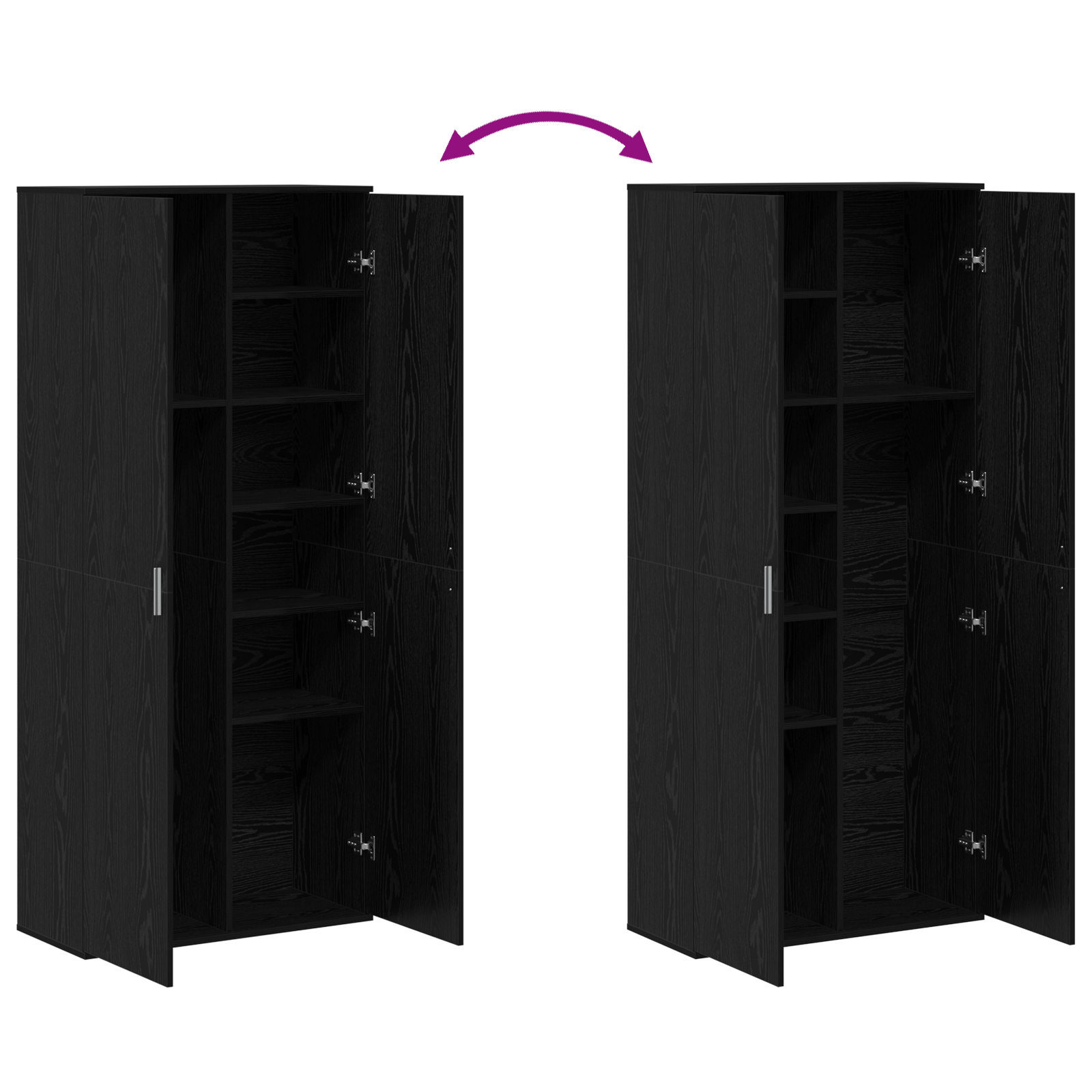 Highboard Stejar Negru 80x35x180 cm Lemn prelucrat — imaginea 11