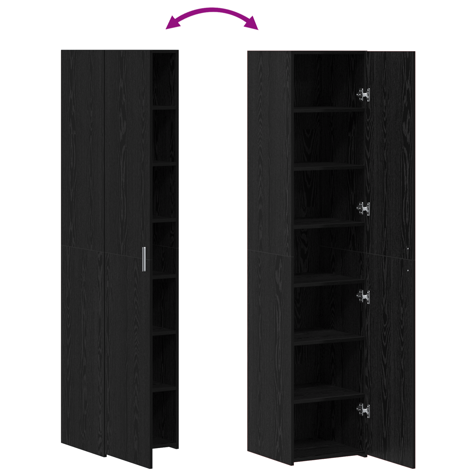 Highboard Stejar Negru 40x42.5x185 cm Lemn prelucrat — imaginea 12