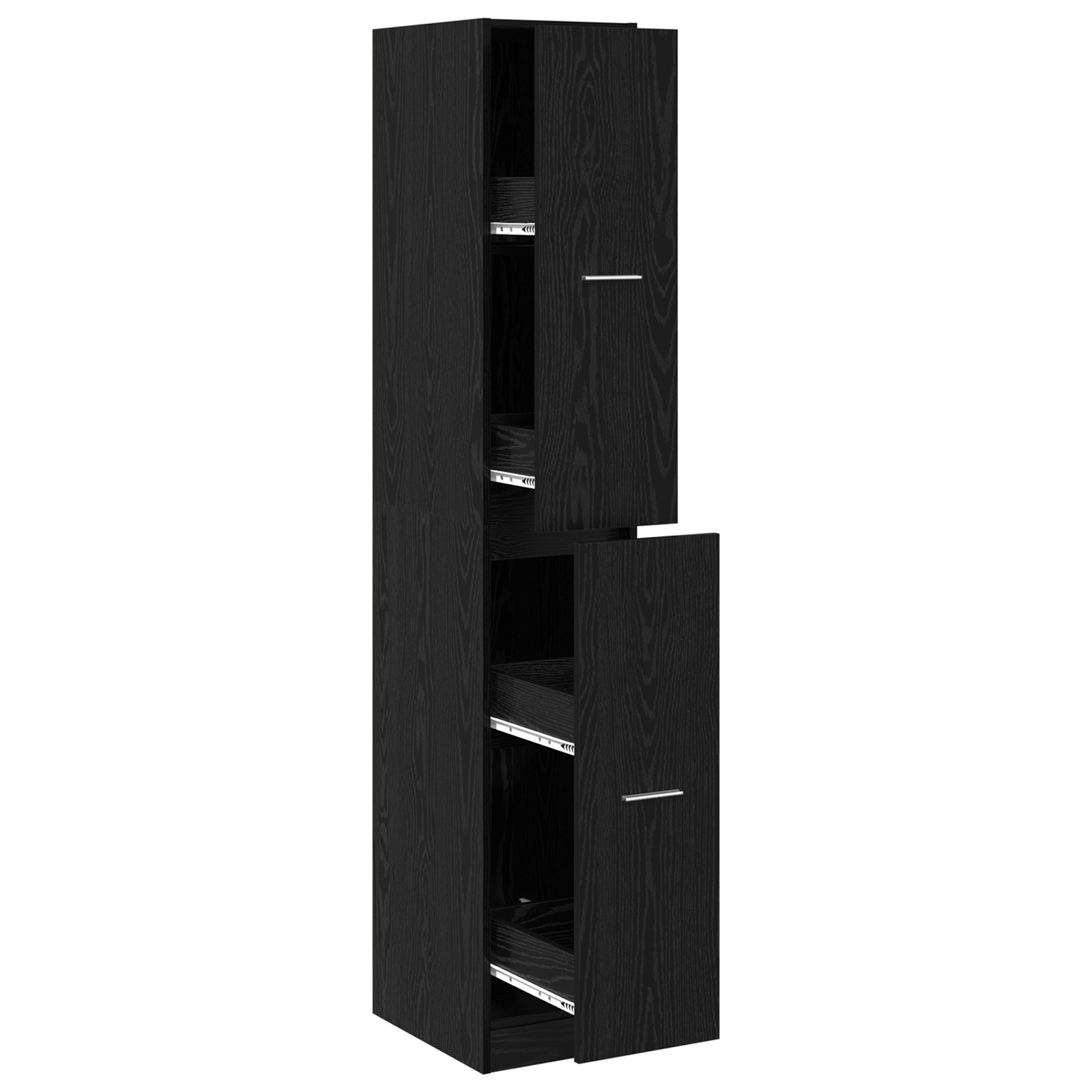Dulap de Apothecary Negru de Stejar 30x41x174.5 cm din Lemn Stratificat — imaginea 5