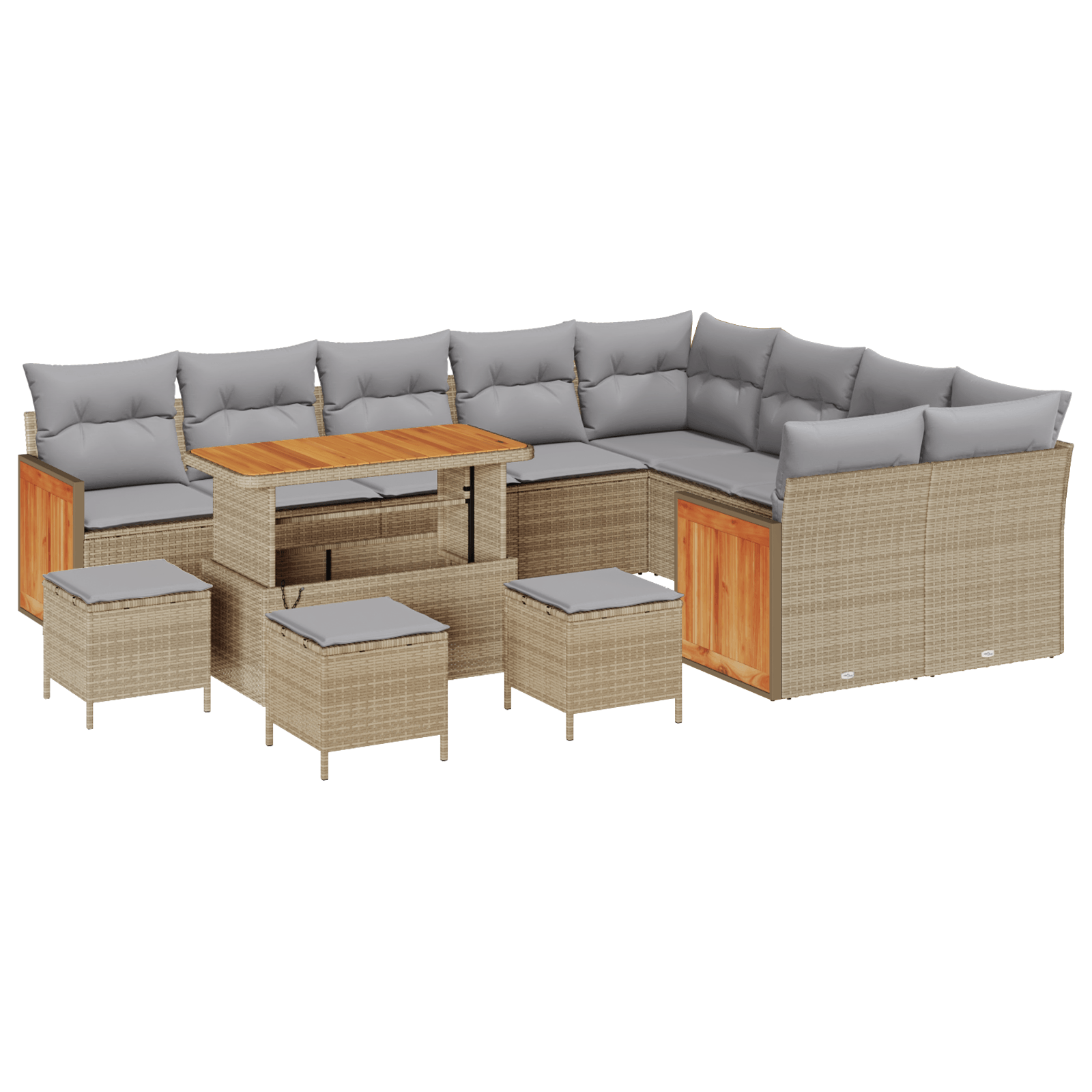 Set canapea 13 piese Bej Poliratan Acacia — imaginea 2