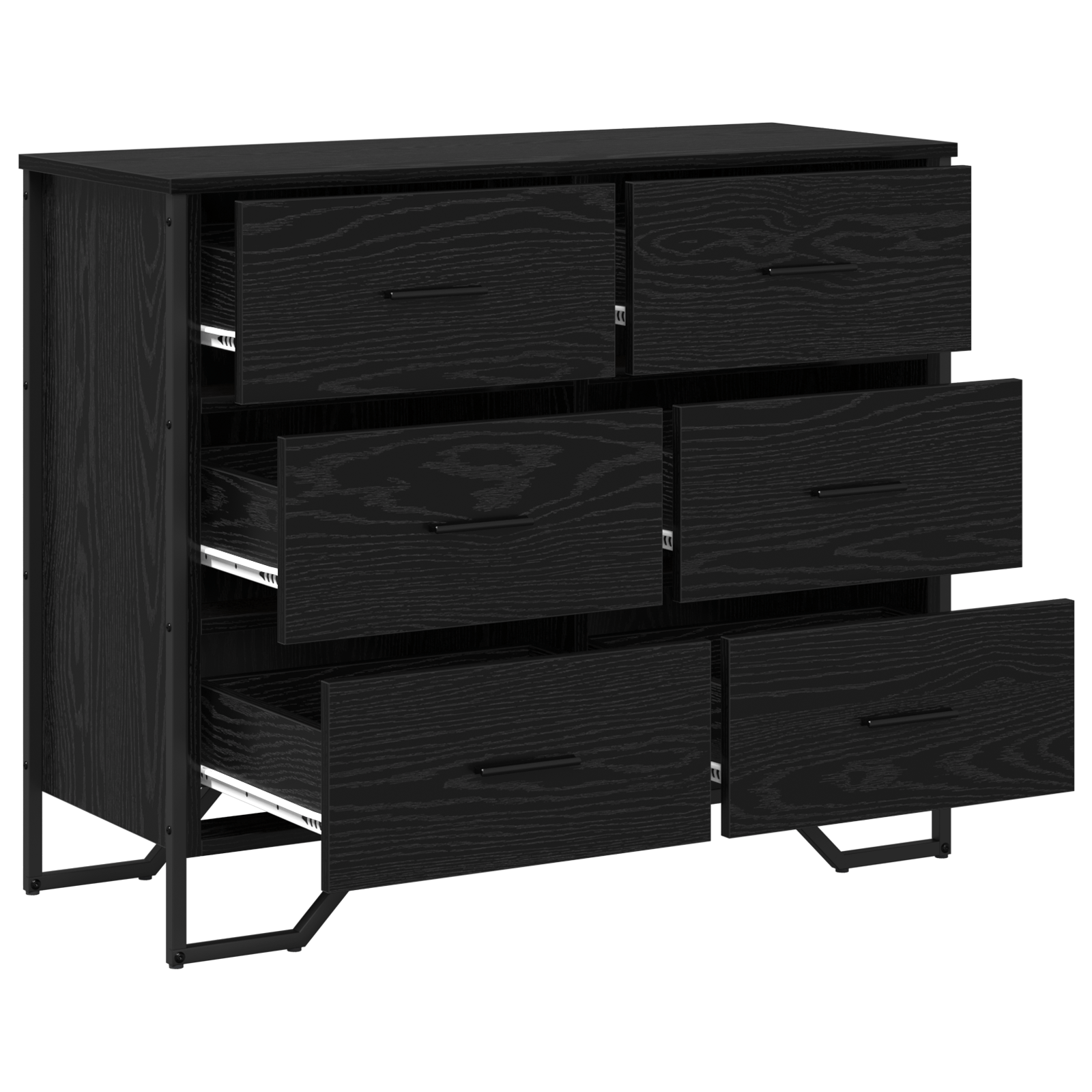 Comoda cu Sertare Stejar Negru 91x35.5x74.5 cm Lemn prelucrat — imaginea 5