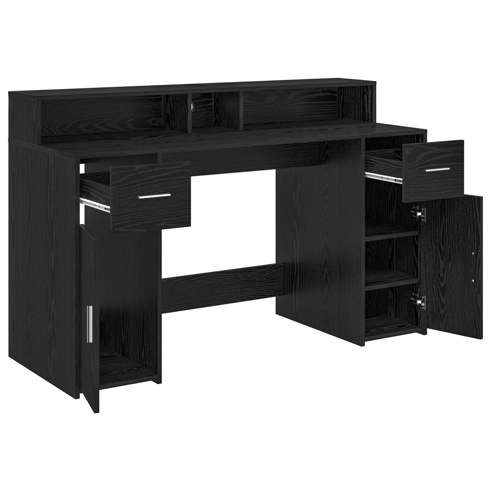 Birou Stejar negru 140x55x91 cm Lemn prelucrat — imaginea 5