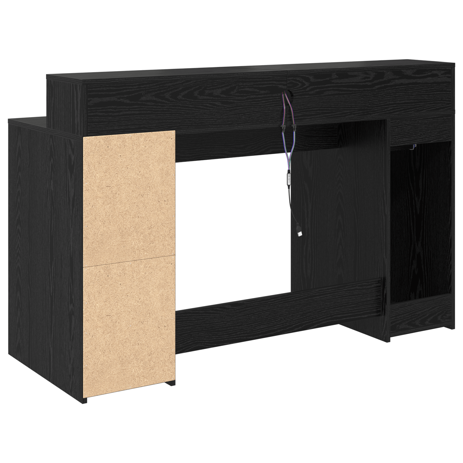 Birou Stejar negru 140x55x91 cm Lemn prelucrat — imaginea 8