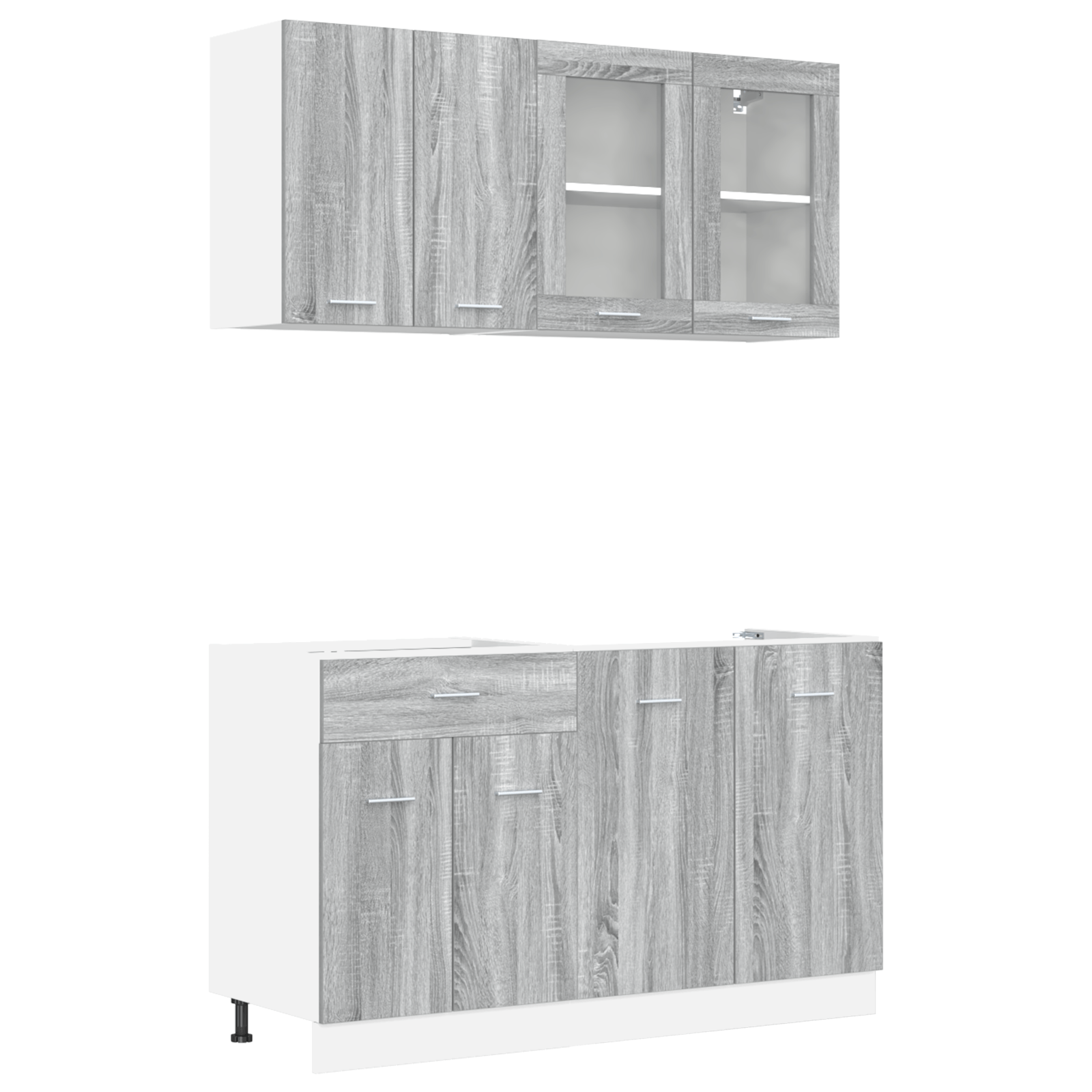 Set de Dulapuri de Bucatarie 4 Piese Gri Sonoma Lemn Prelucrat — imaginea 2