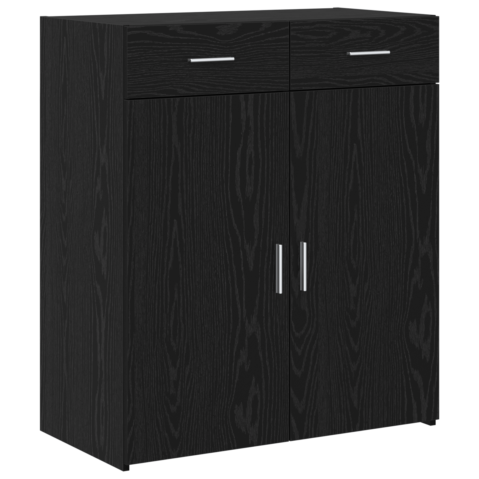 Sifonier Stejar Negru 80x42.5x93.5 cm Lemn Ingineresc — imaginea 2