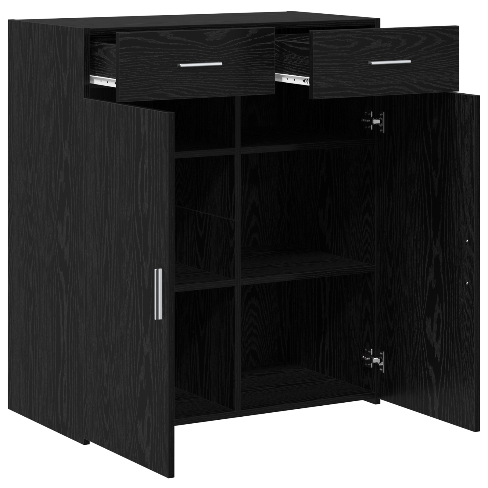 Sifonier Stejar Negru 80x42.5x93.5 cm Lemn Ingineresc — imaginea 5