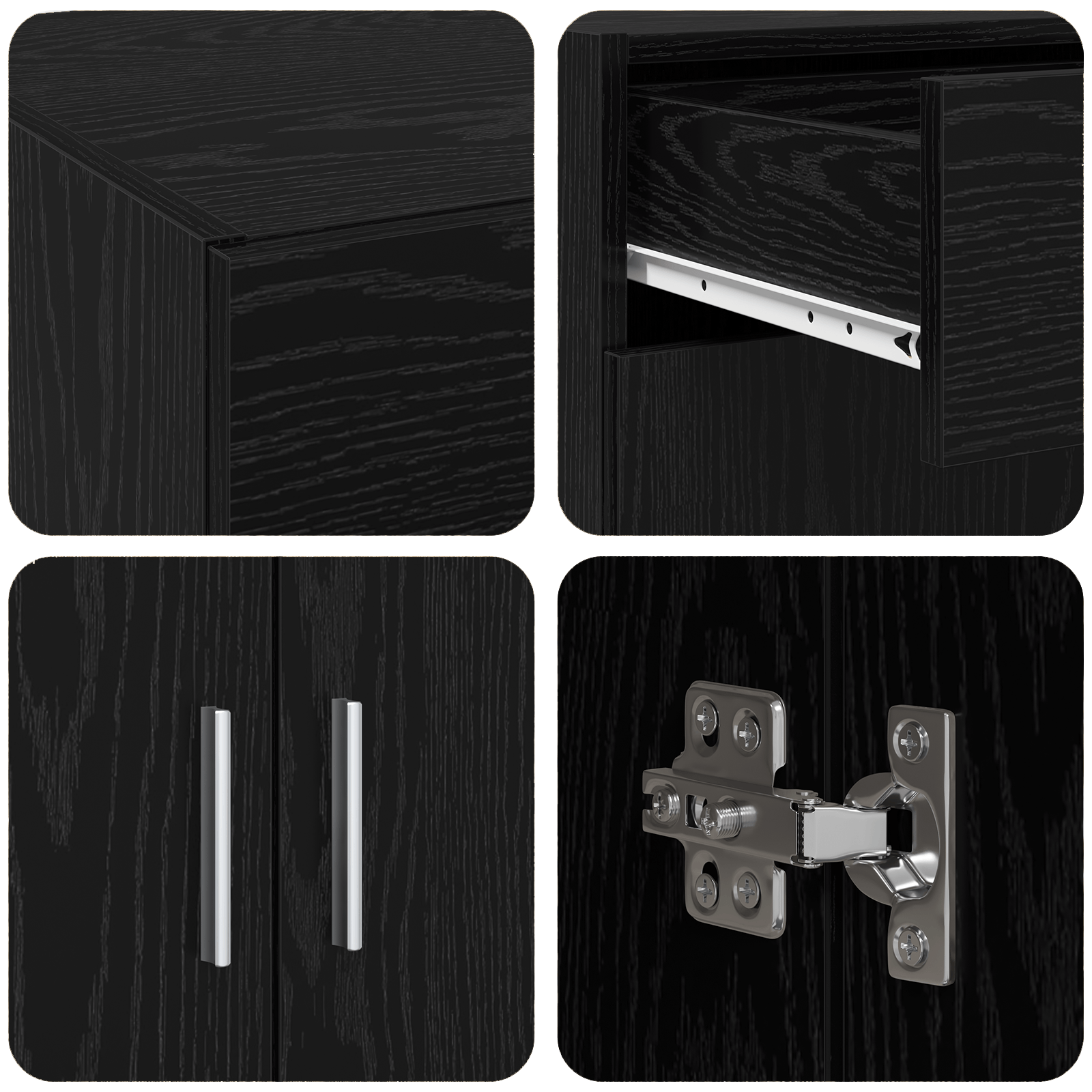 Sifonier Stejar Negru 80x42.5x93.5 cm Lemn Ingineresc — imaginea 9