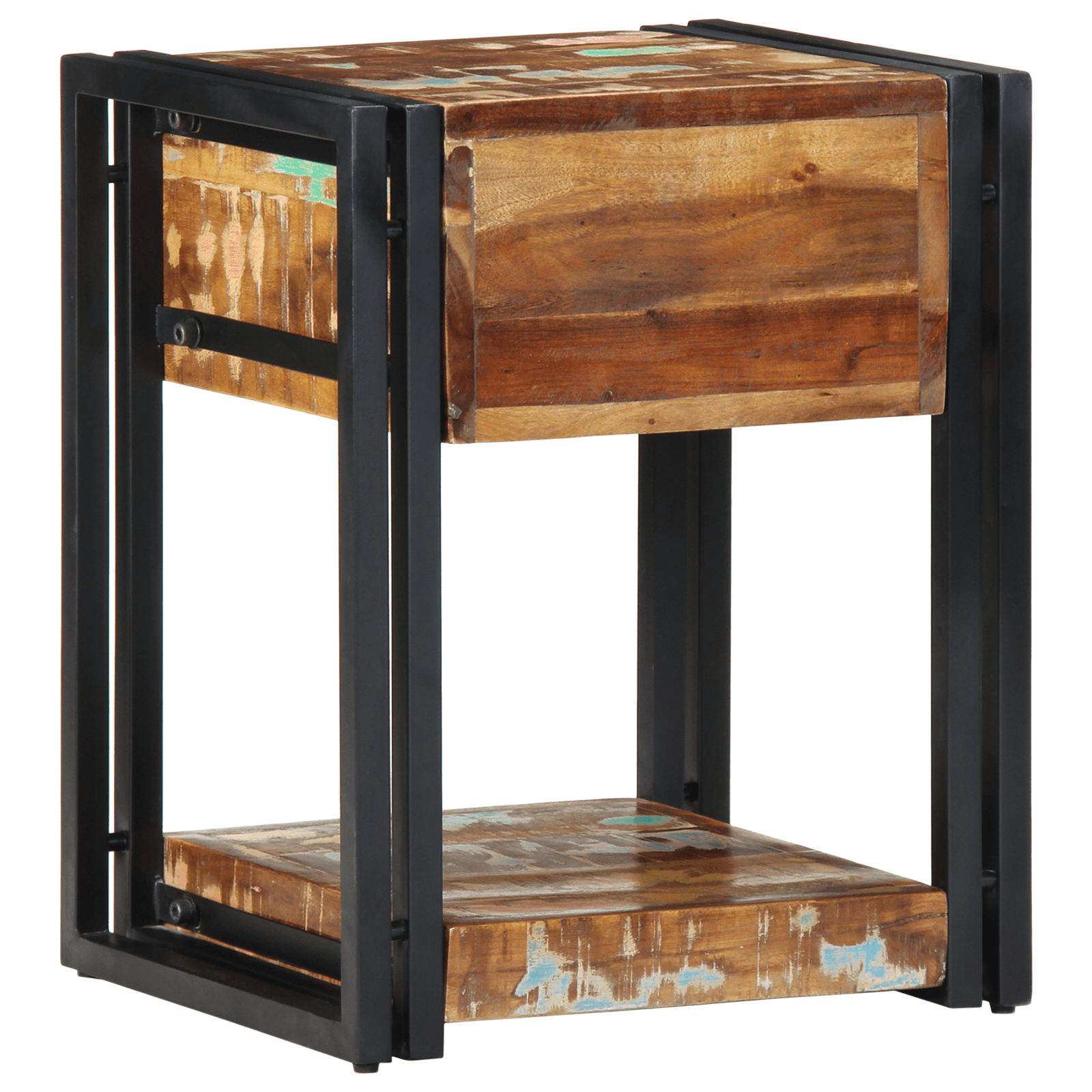 Noptiere, 2 piese, 40x35x50 cm, lemn masiv reciclat — imaginea 6