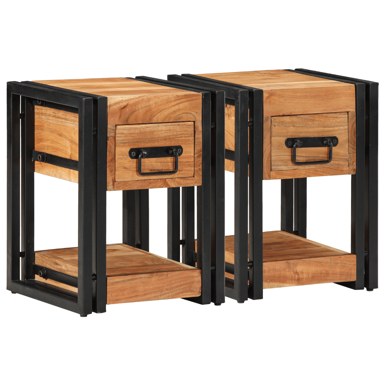 Noptiere, 2 buc., 30x30x40 cm, lemn masiv de acacia — imaginea 5