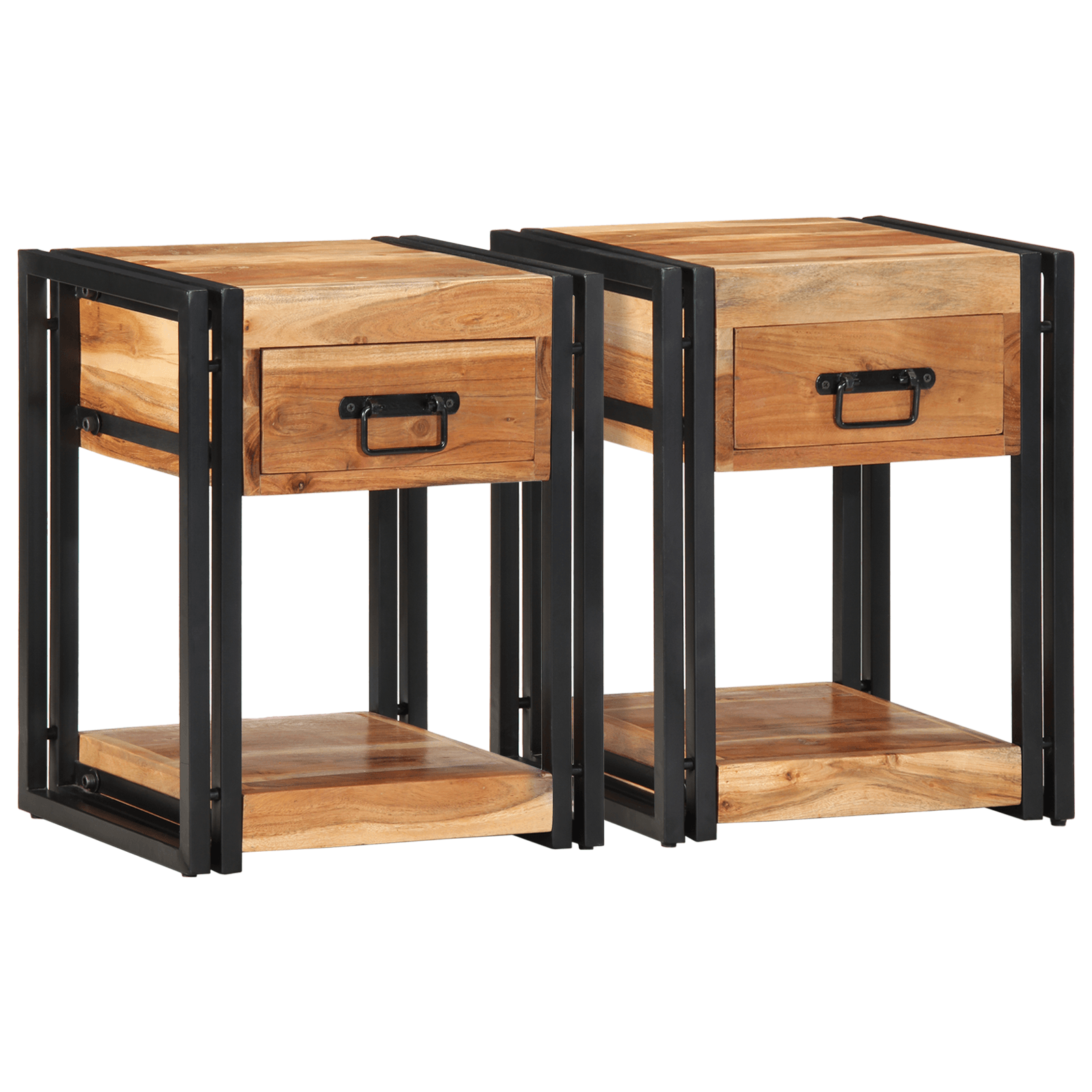 Noptiere, 2 piese, 40x35x50 cm, lemn masiv de acacia — imaginea 5