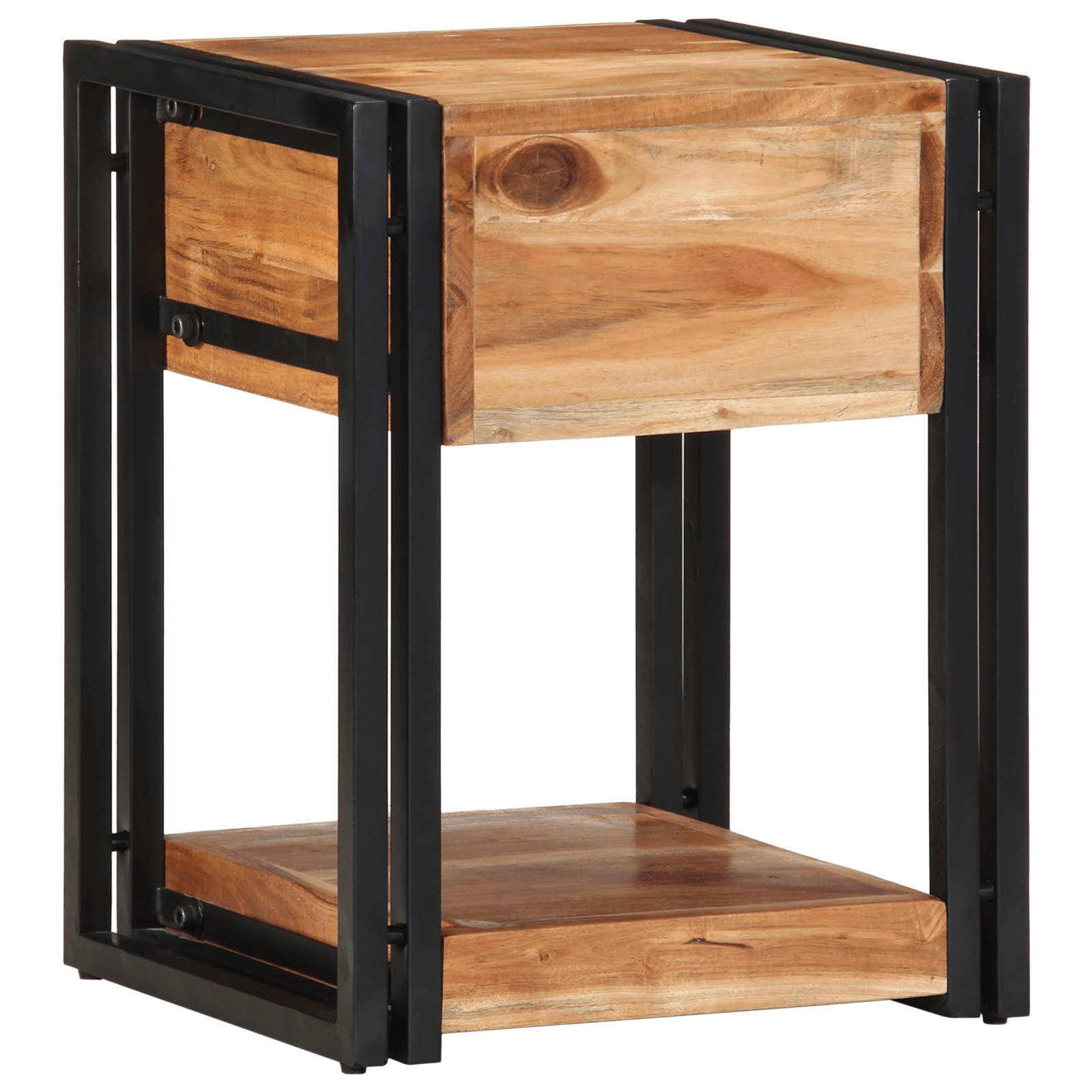 Noptiere, 2 piese, 40x35x50 cm, lemn masiv de acacia — imaginea 6
