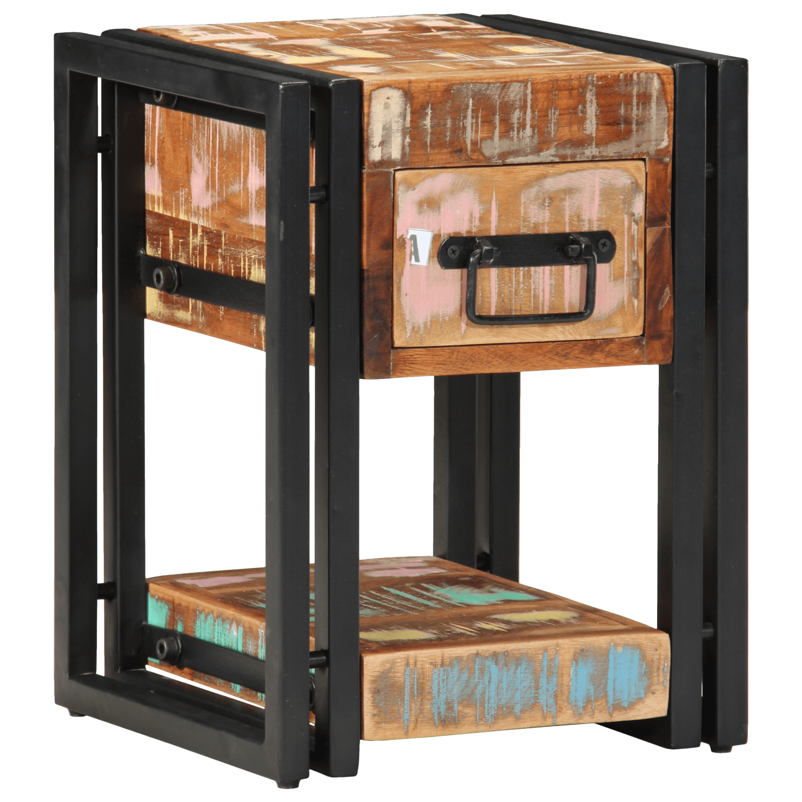 Noptiera 40x40x40 cm din lemn masiv recuperat — imaginea 4