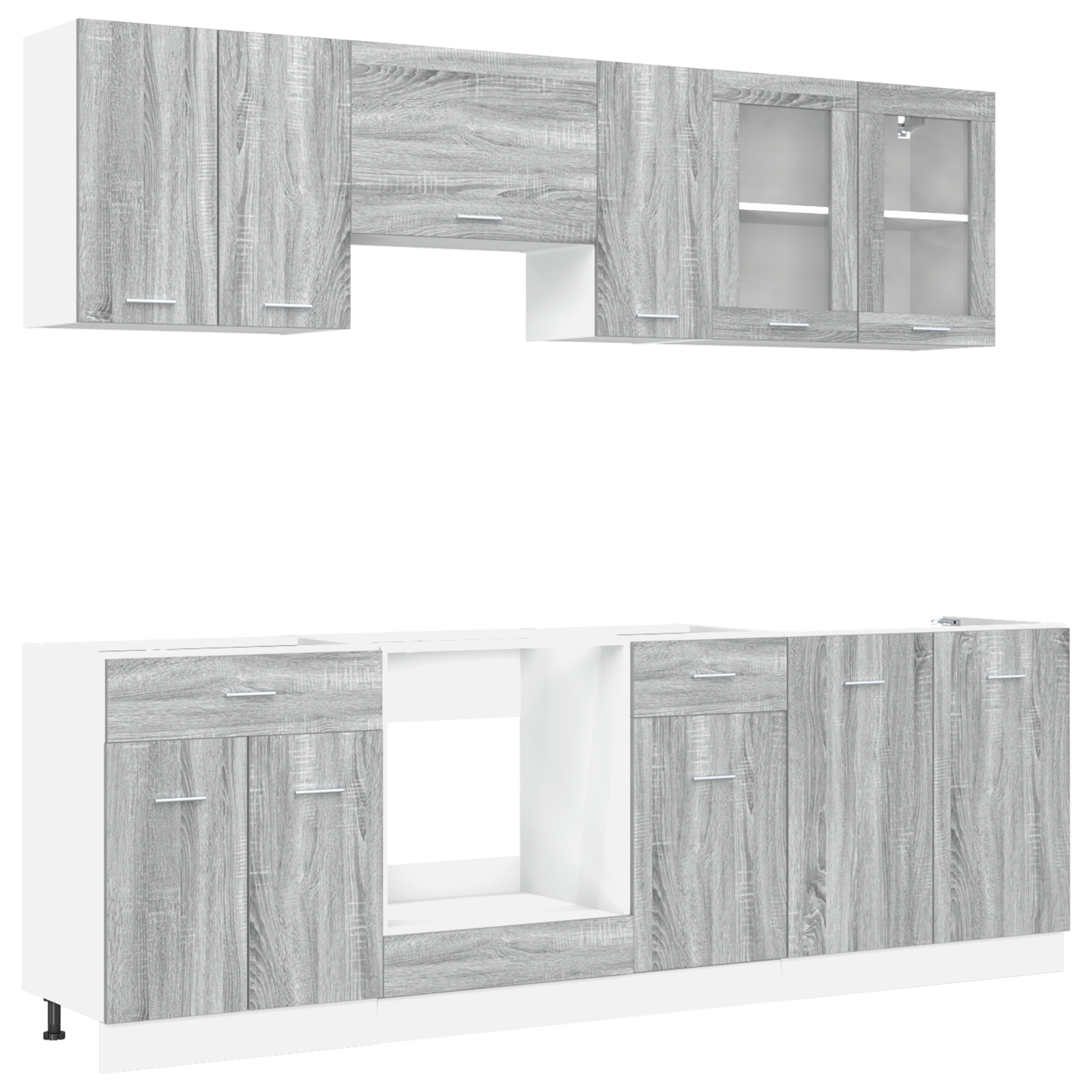 Set de dulapuri de bucatarie 8 Piese Gri Sonoma Lemn prelucrat — imaginea 2