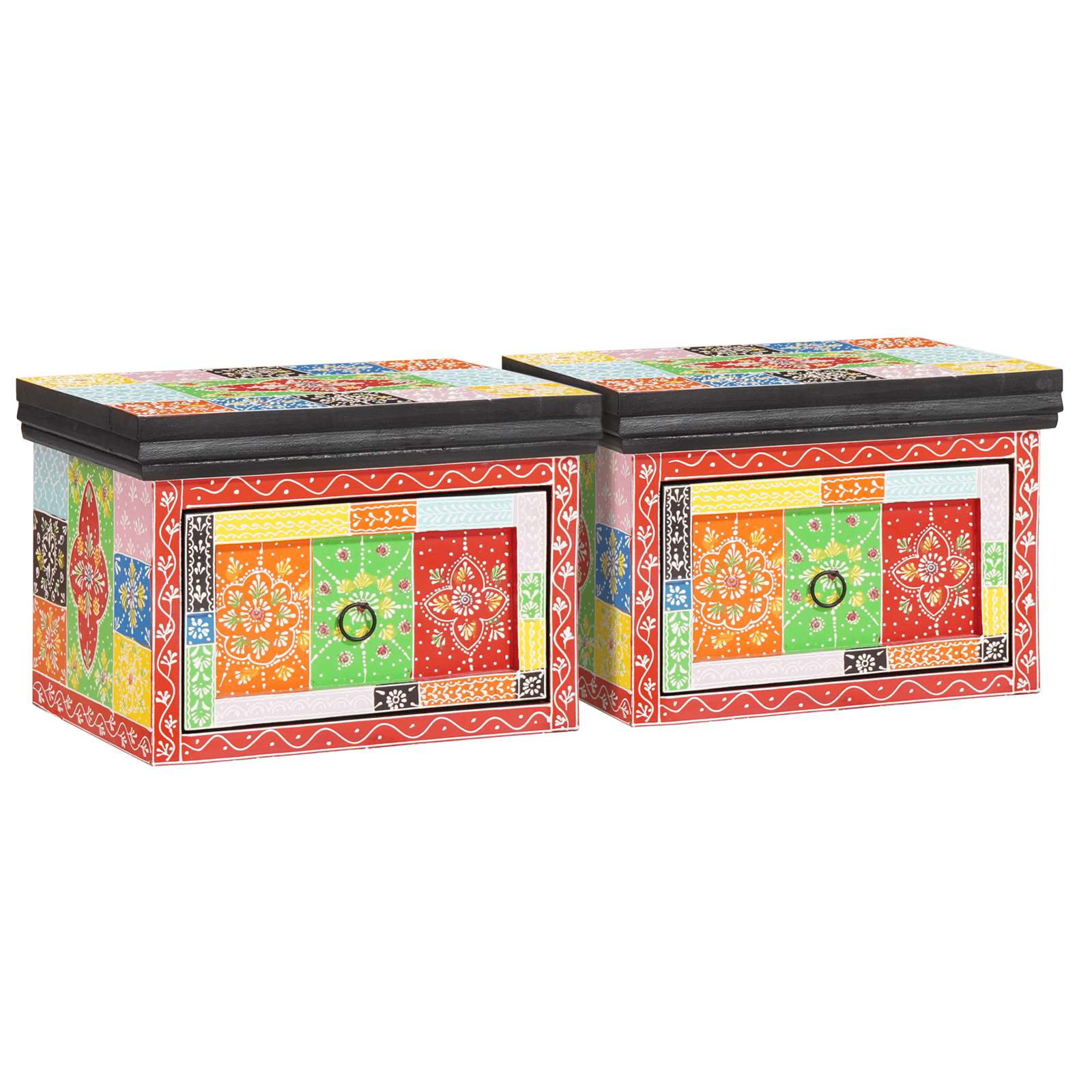 Noptiere 2 pcs 40x30x28 cm Lemn solid Mango & Lemn stratificat — imaginea 7